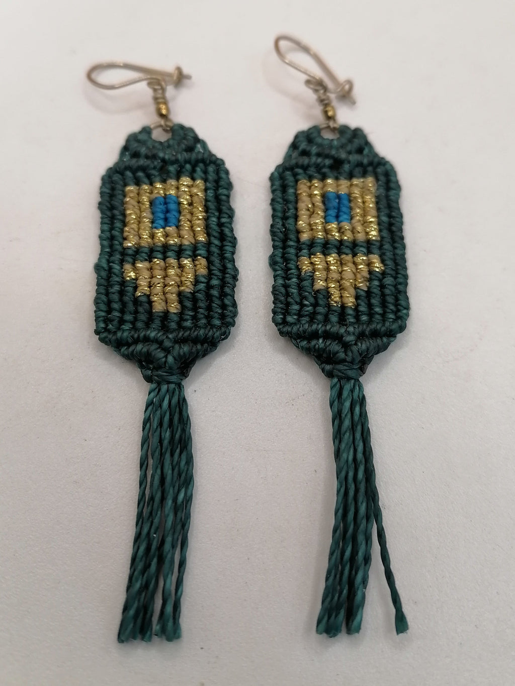 Handmade Macrame Earrings with Inca Geometric Design