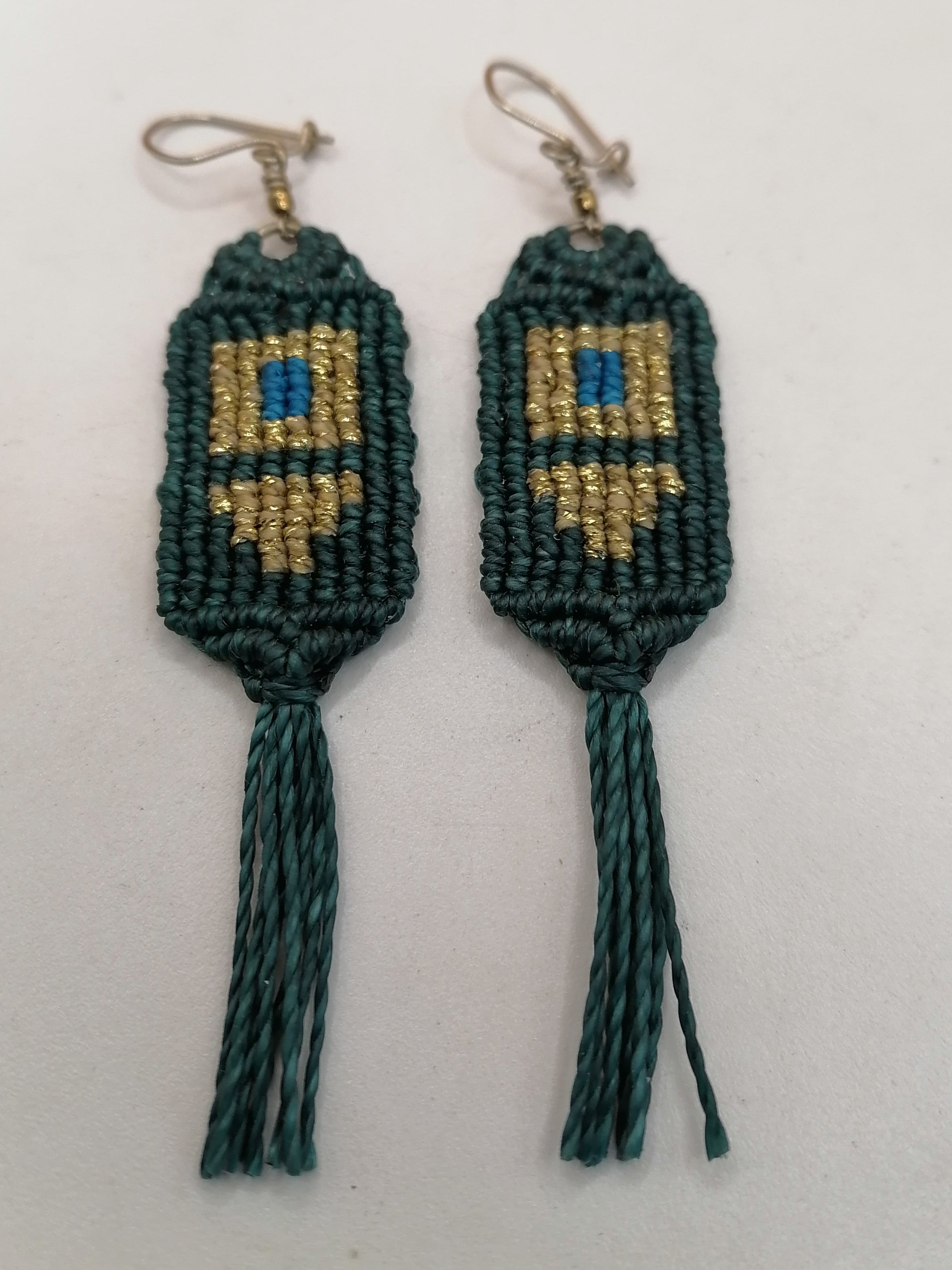 Handmade Macrame Earrings with Inca Geometric Design