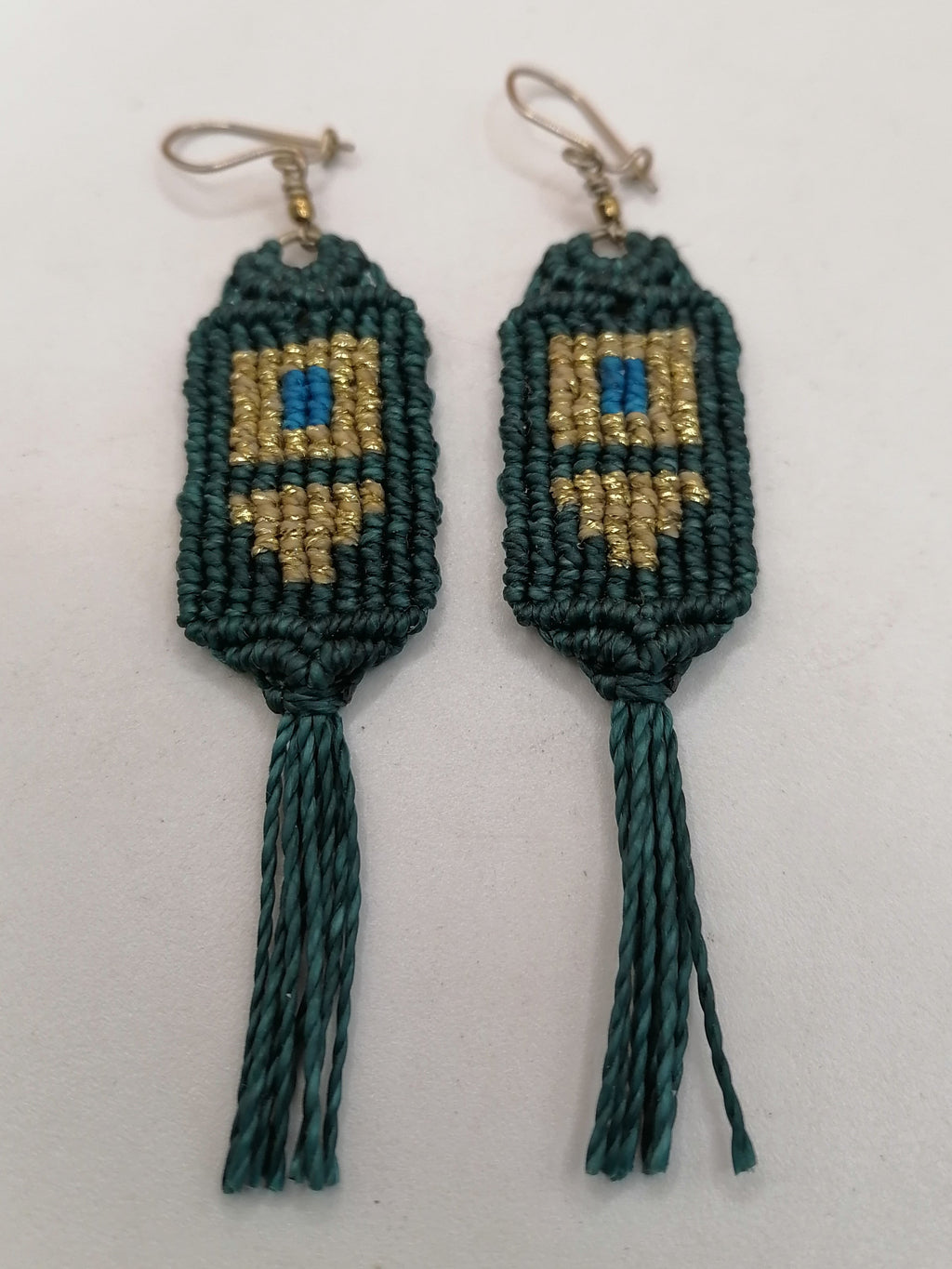Handmade Macrame Earrings with Inca Geometric Design