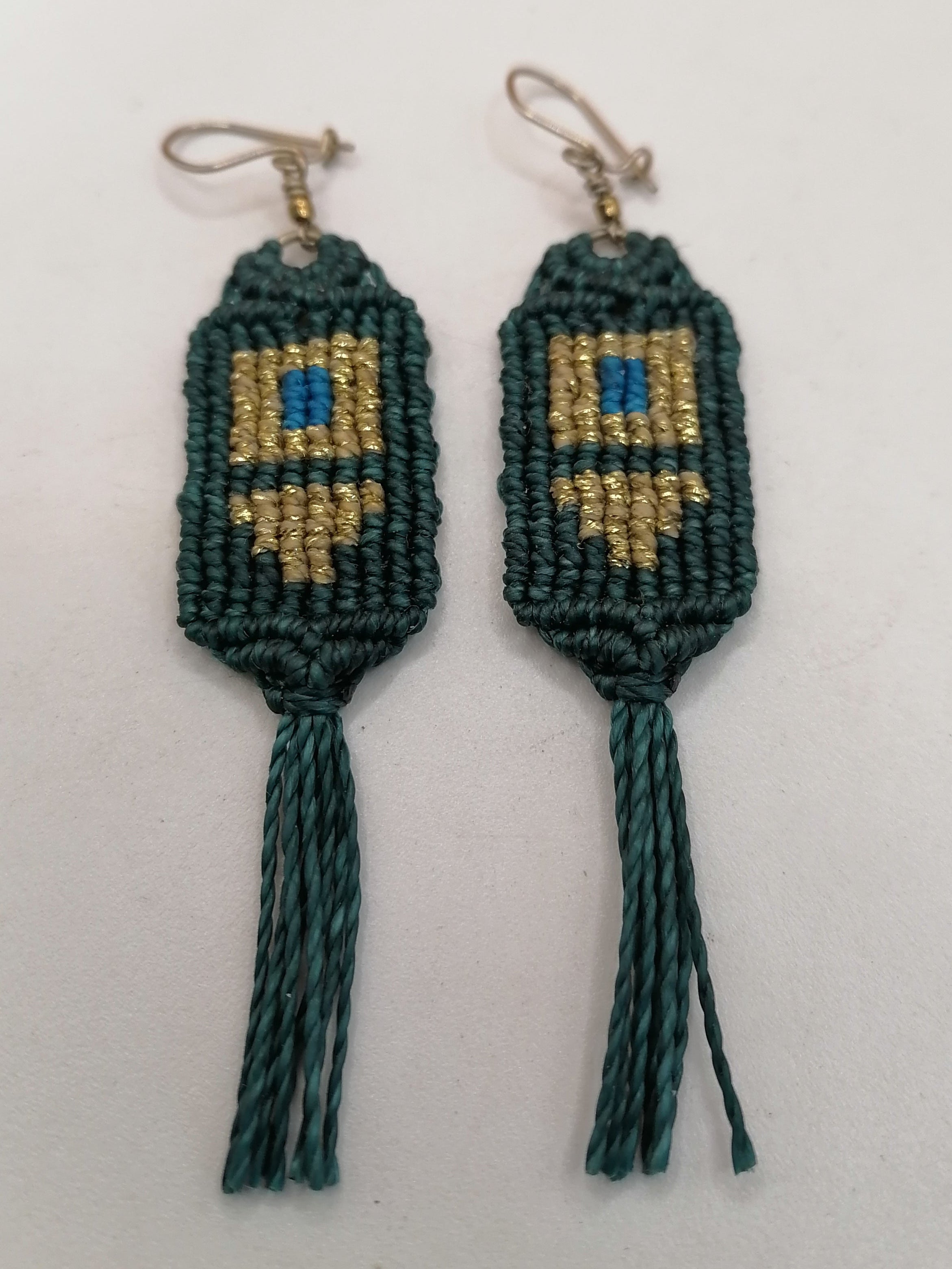 Handmade Macrame Earrings with Inca Geometric Design
