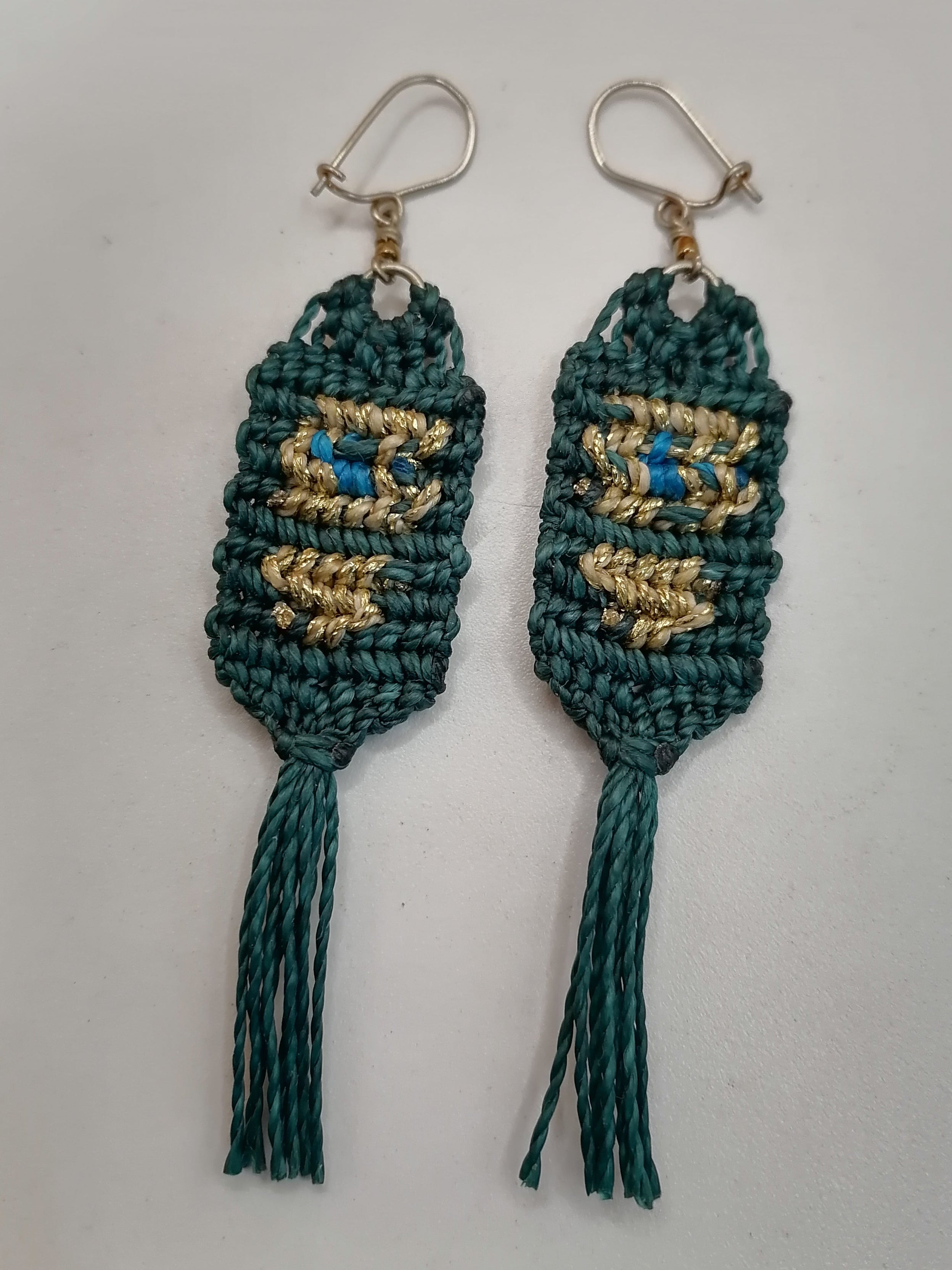 Handmade Macrame Earrings with Inca Geometric Design