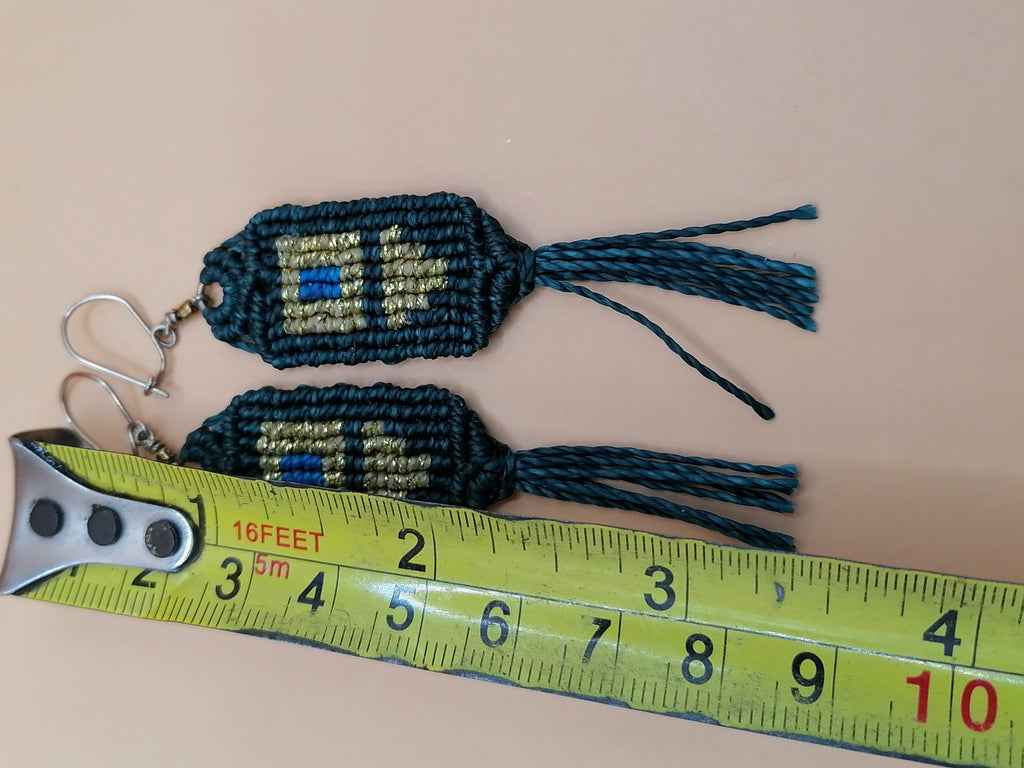 Handmade Macrame Earrings with Inca Geometric Design