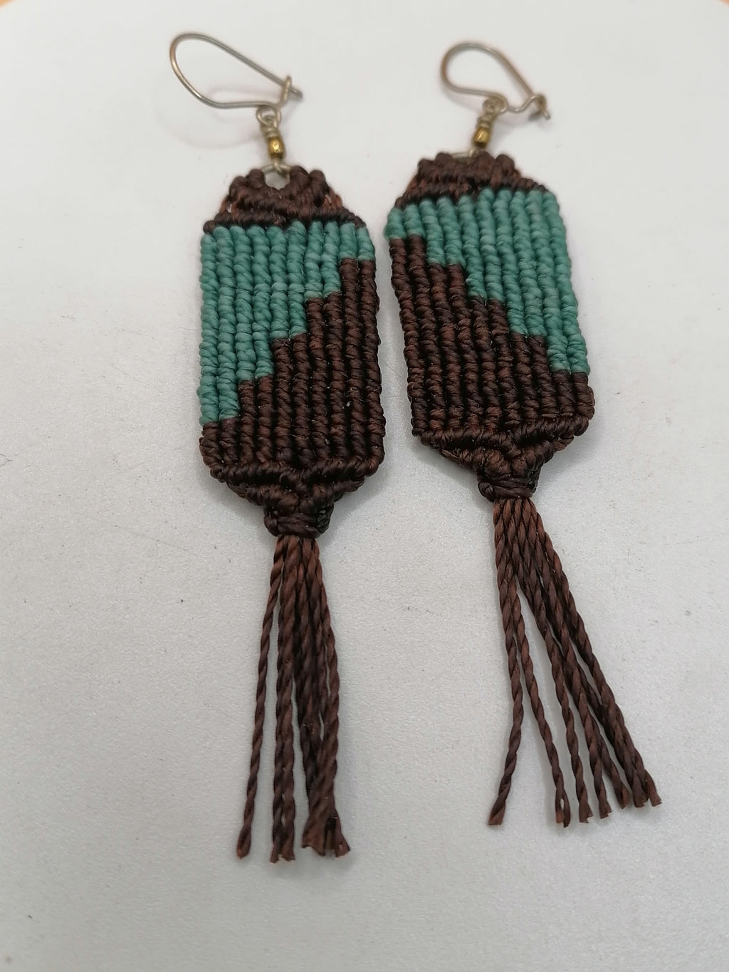 Handmade Macrame Earrings with Labyrinth Fringe