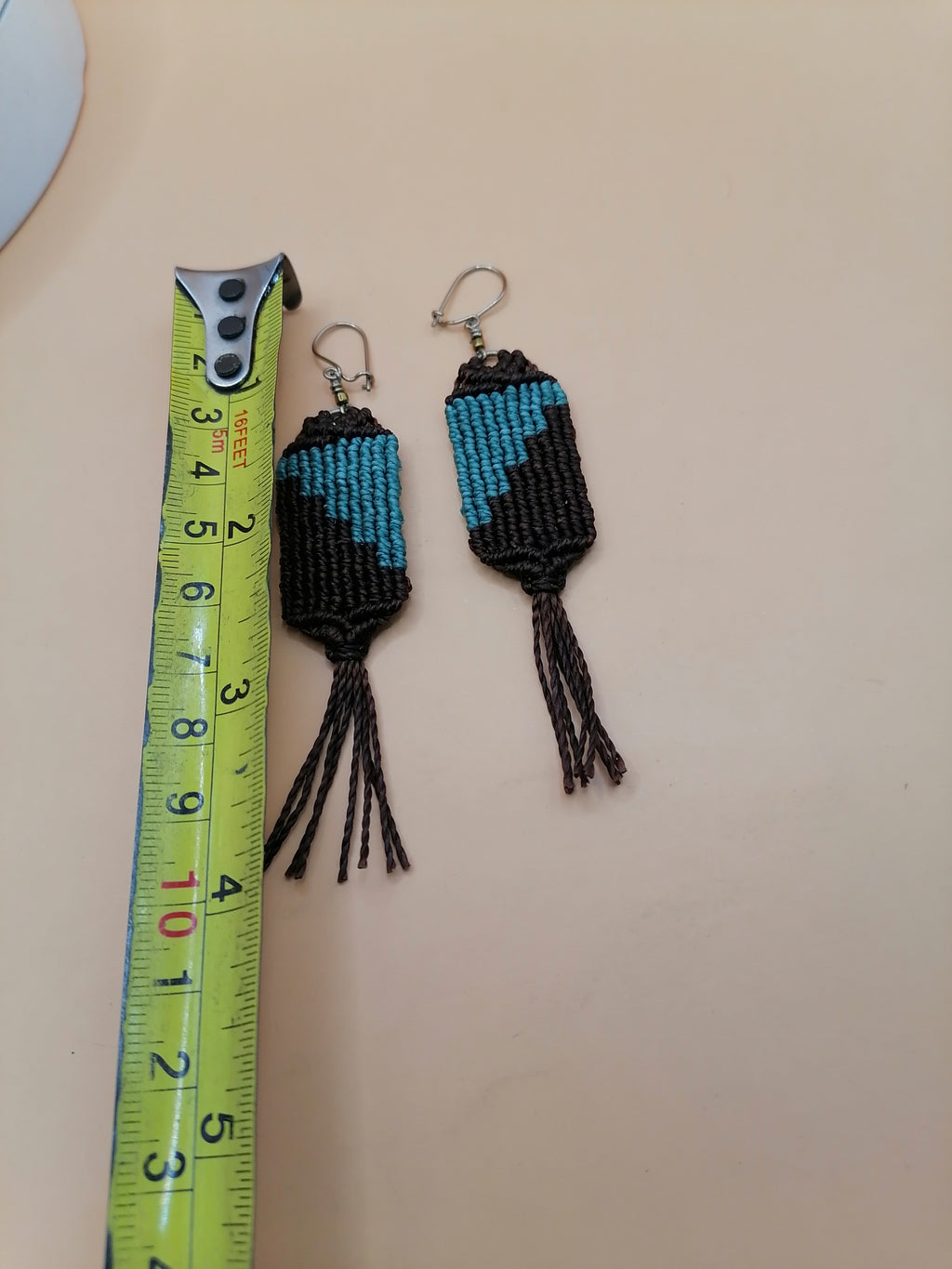 Handmade Macrame Earrings with Labyrinth Fringe