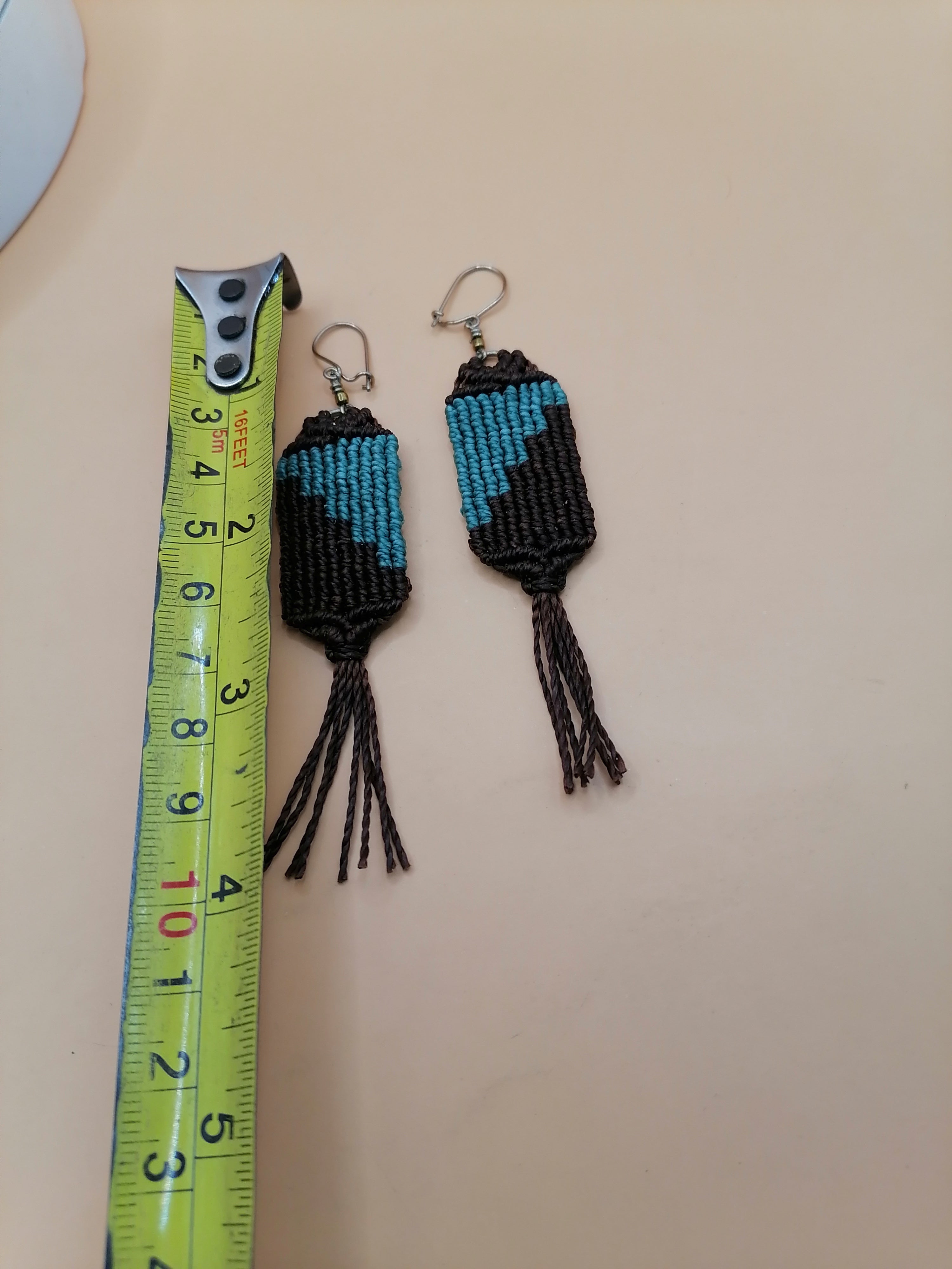 Handmade Macrame Earrings with Labyrinth Fringe