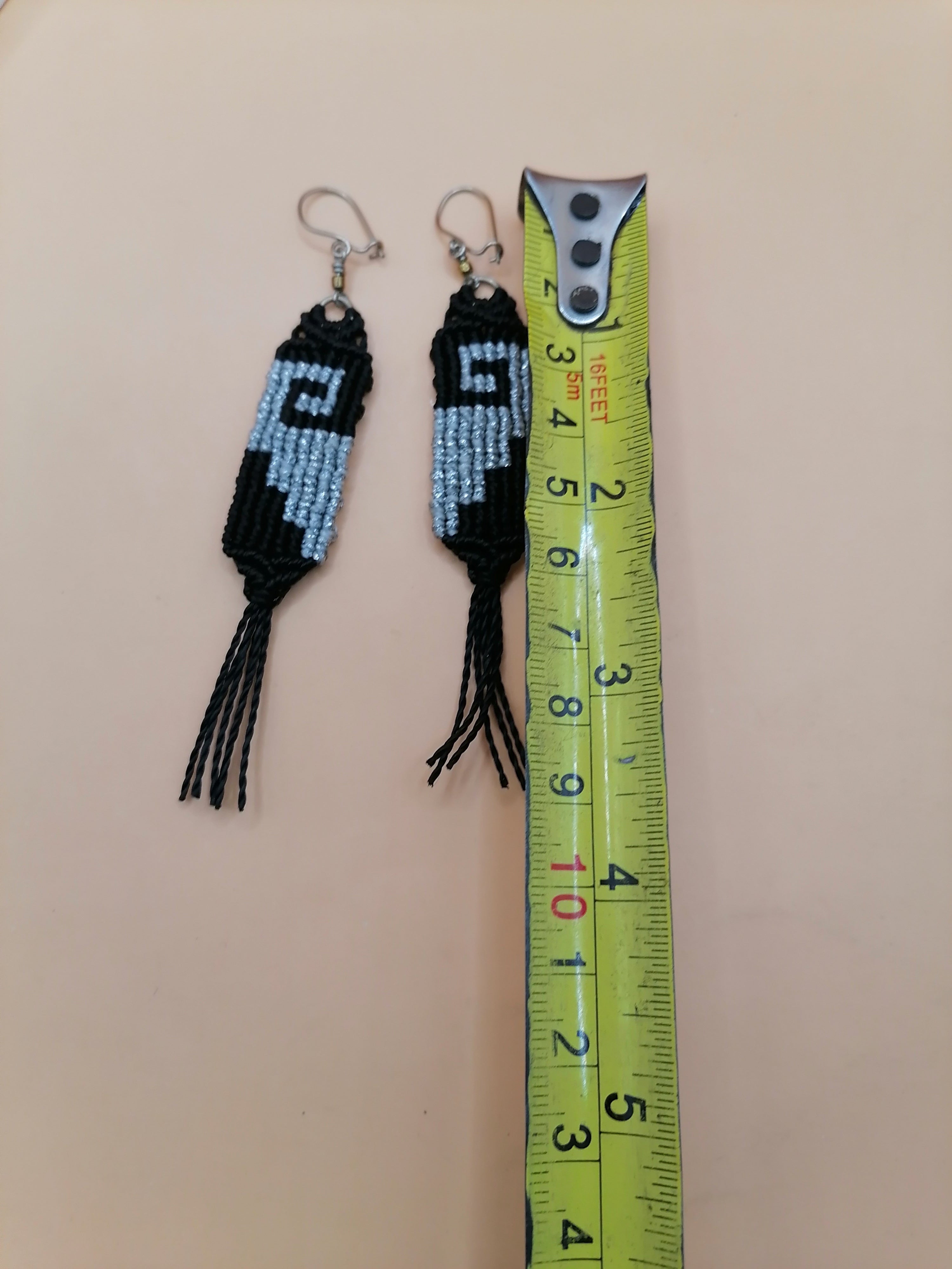 Black Labyrinth Macrame Dangle Earrings