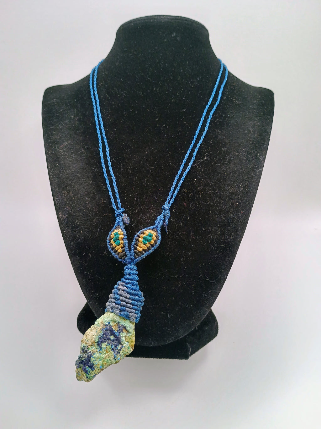 Natural Turquoise Macrame Necklace Handmade Jewelry