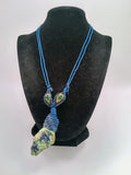 Natural Turquoise Macrame Necklace Handmade Jewelry