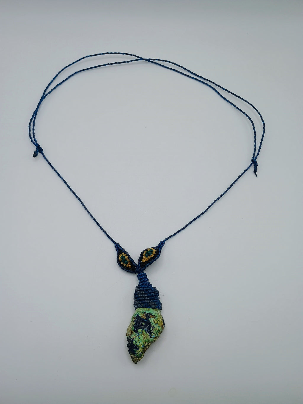 Natural Turquoise Macrame Necklace Handmade Jewelry