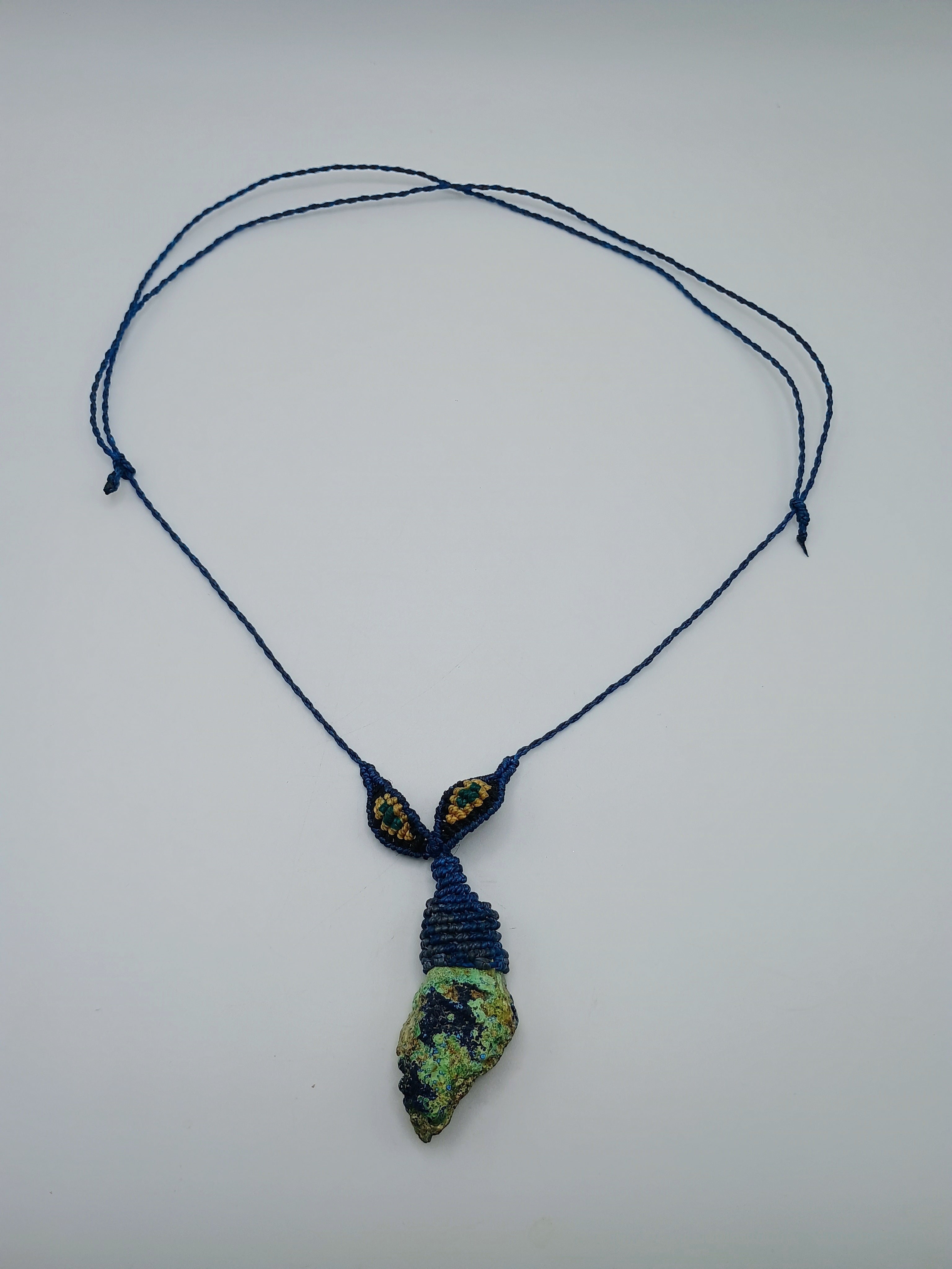 Natural Turquoise Macrame Necklace Handmade Jewelry