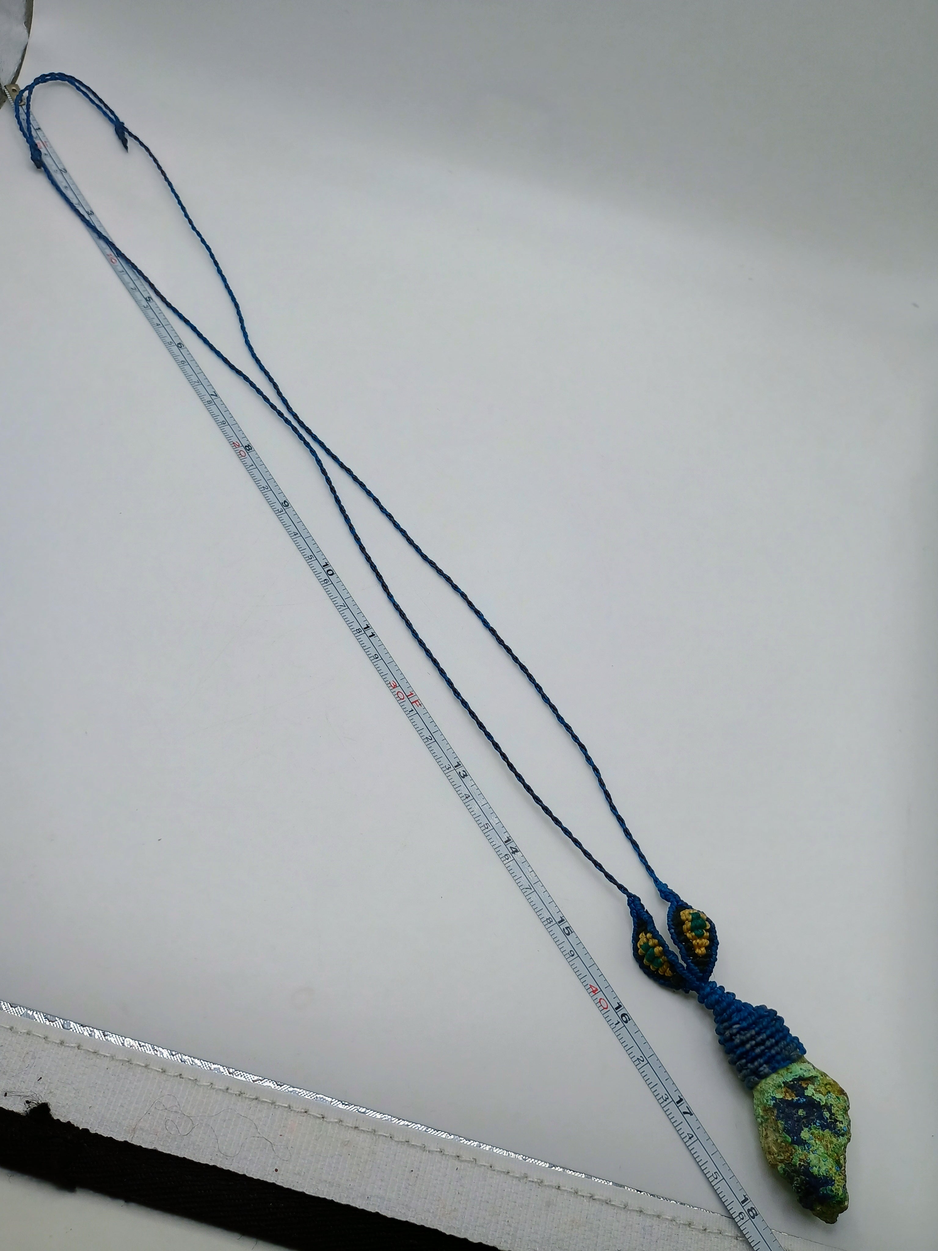 Natural Turquoise Macrame Necklace Handmade Jewelry