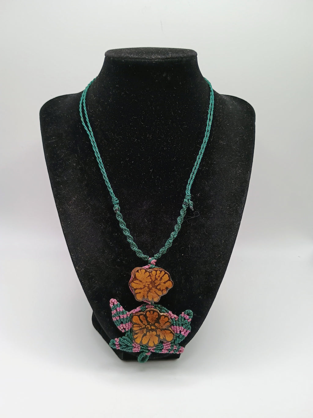 Handmade Macrame Necklace Woven with Macrame Thread and Ayahuasca Flower