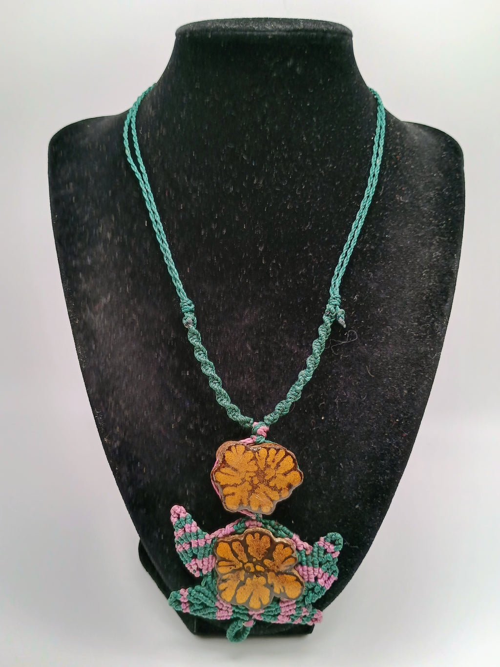 Handmade Macrame Necklace Woven with Macrame Thread and Ayahuasca Flower