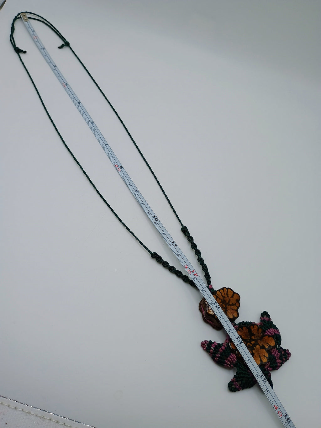 Handmade Macrame Necklace Woven with Macrame Thread and Ayahuasca Flower