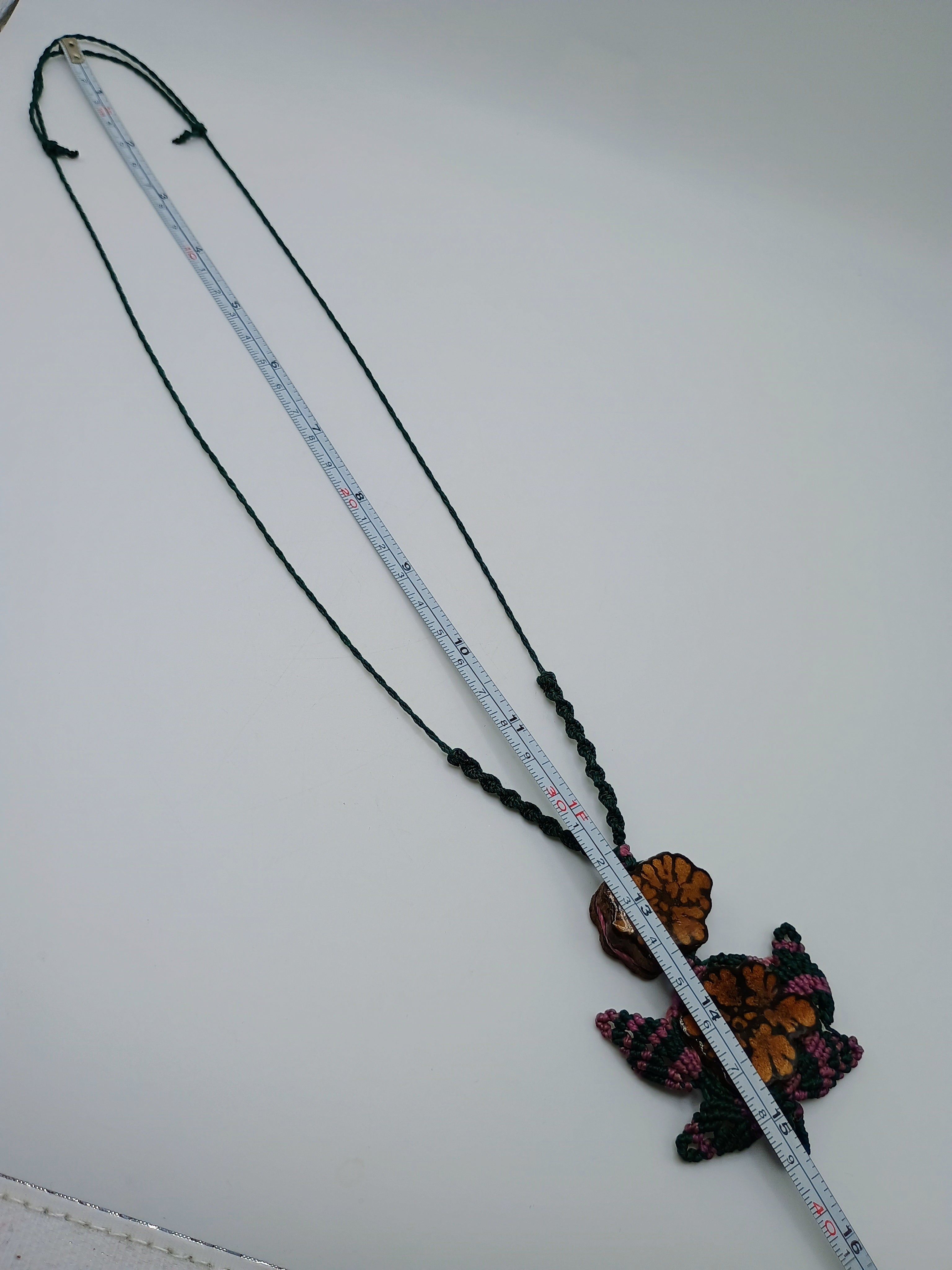 Handmade Macrame Necklace Woven with Macrame Thread and Ayahuasca Flower