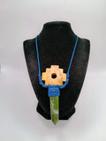 Chakana Inca Palo Santo Serpentine Natural Stone Macramé Necklace