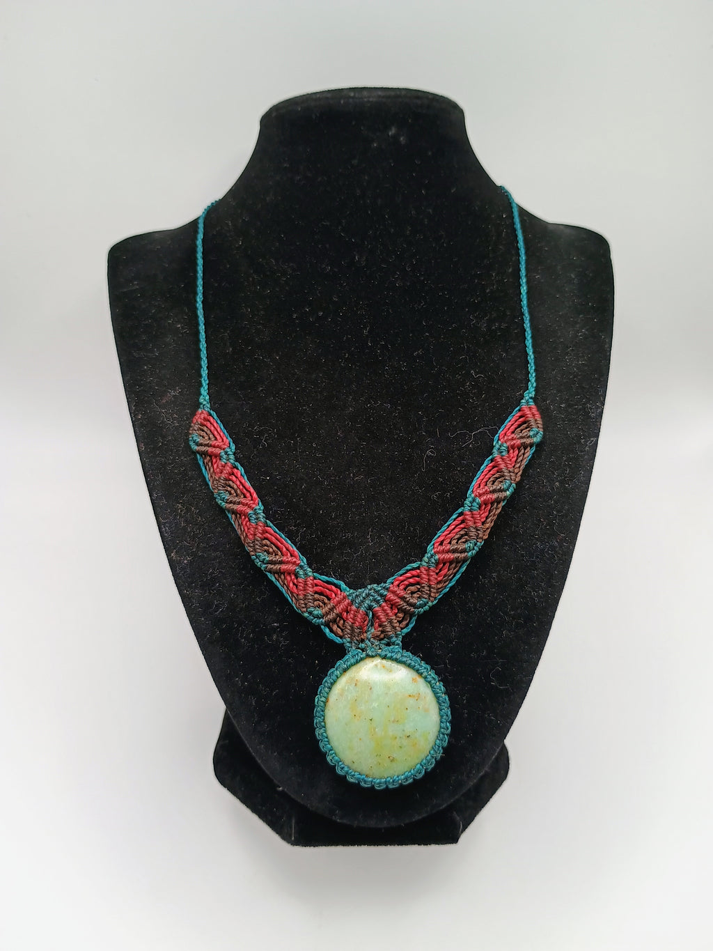Handmade Macrame Necklace with Natural Turquoise Stone