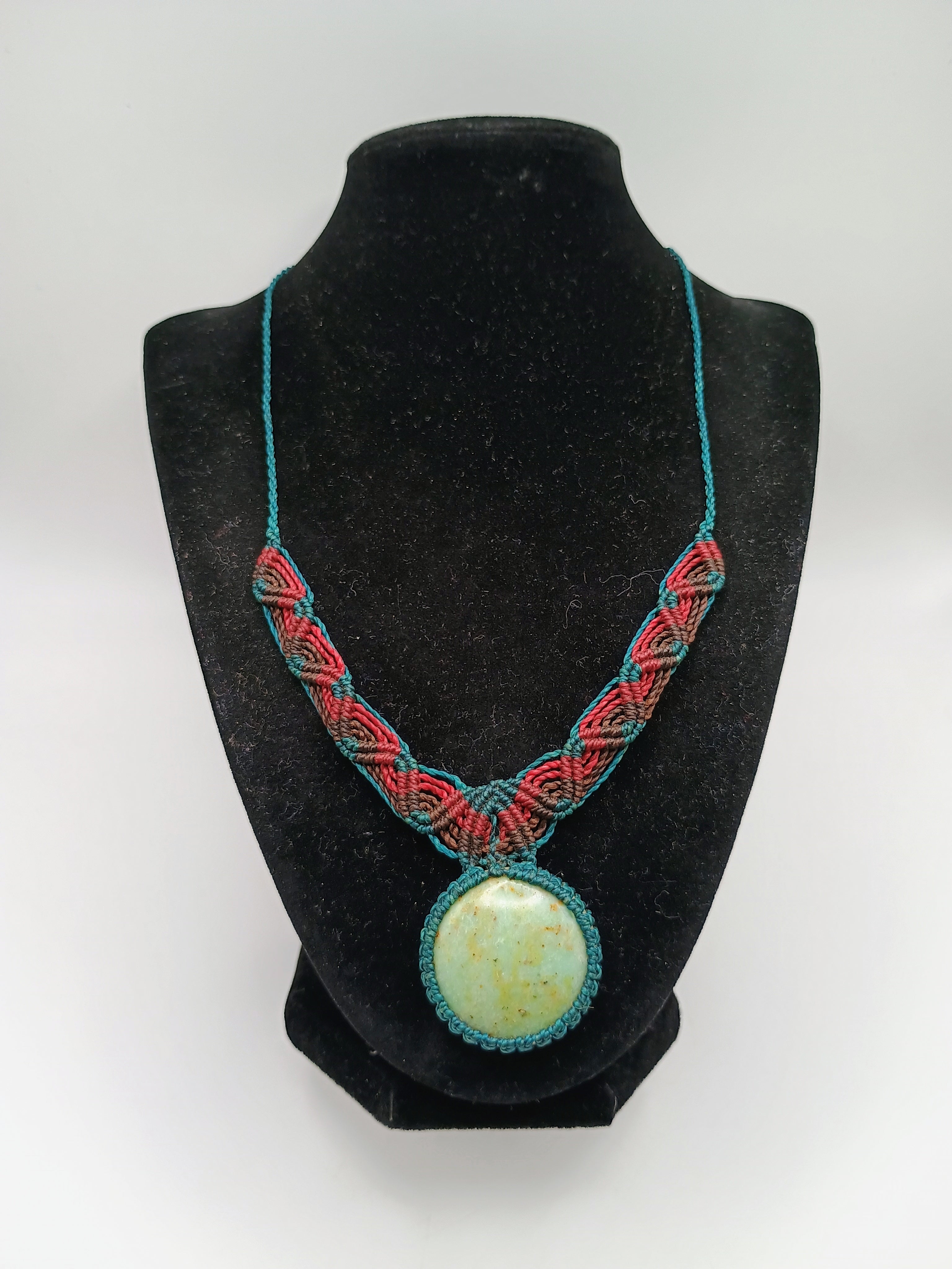 Handmade Macrame Necklace with Natural Turquoise Stone