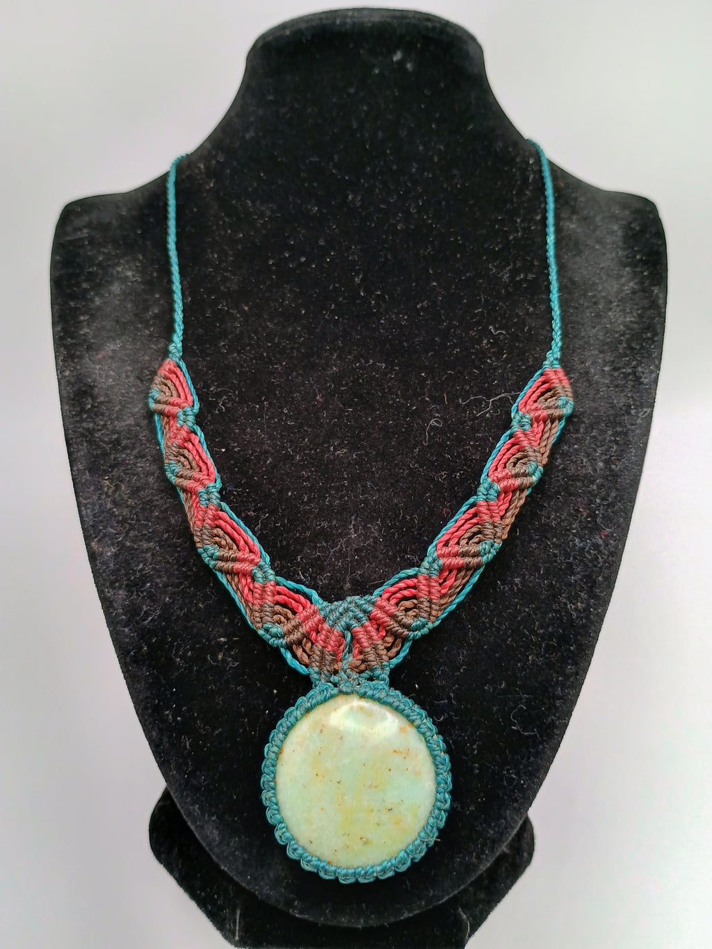 Handmade Macrame Necklace with Natural Turquoise Stone