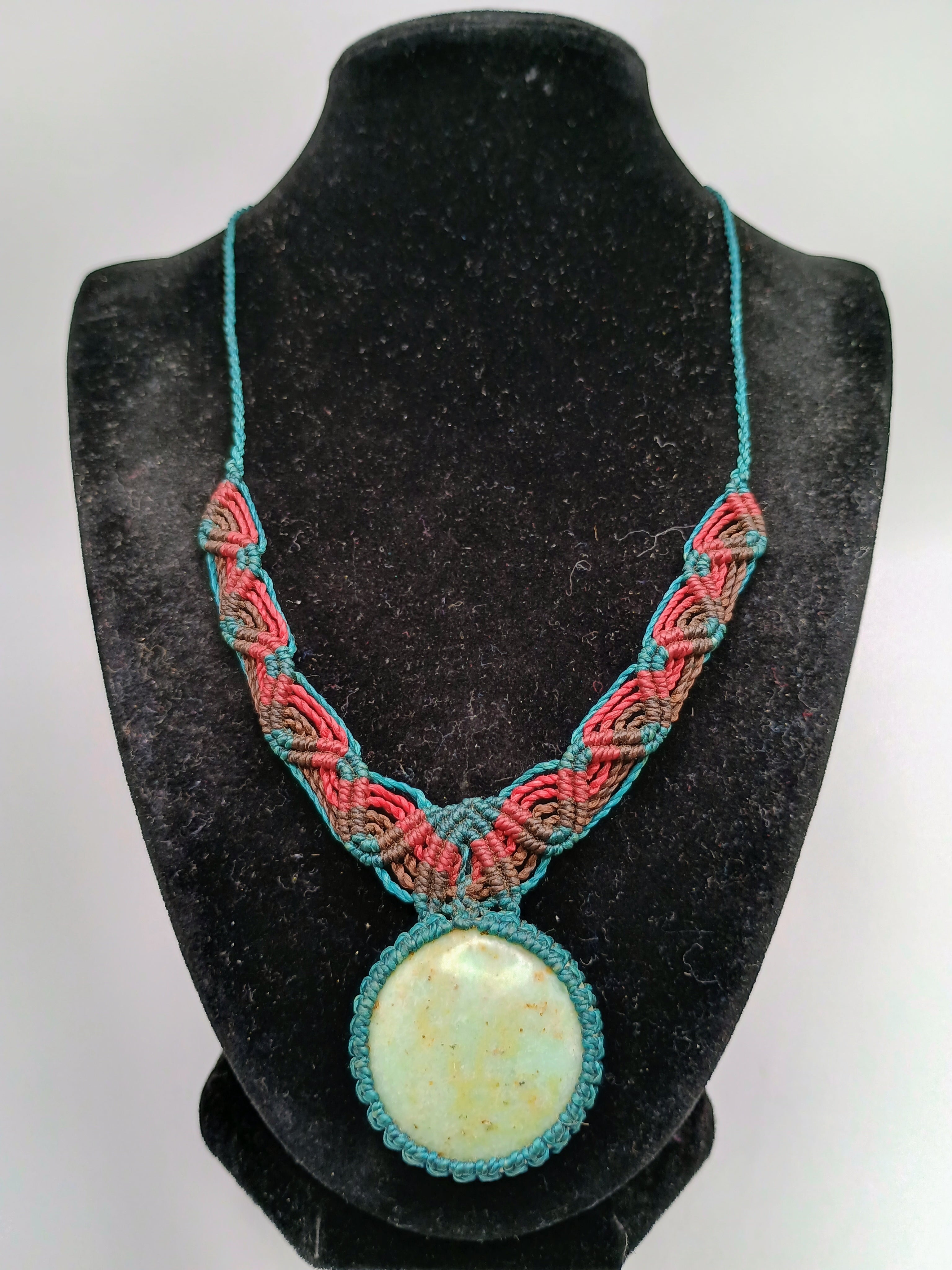 Handmade Macrame Necklace with Natural Turquoise Stone