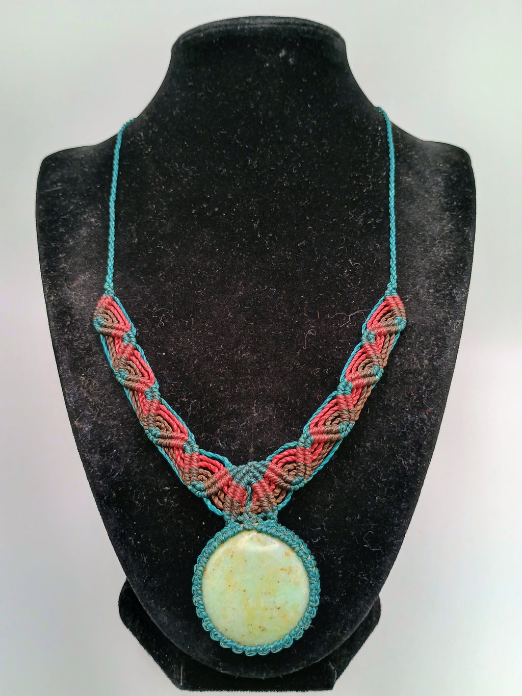 Handmade Macrame Necklace with Natural Turquoise Stone