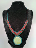 Handmade Macrame Necklace with Natural Turquoise Stone