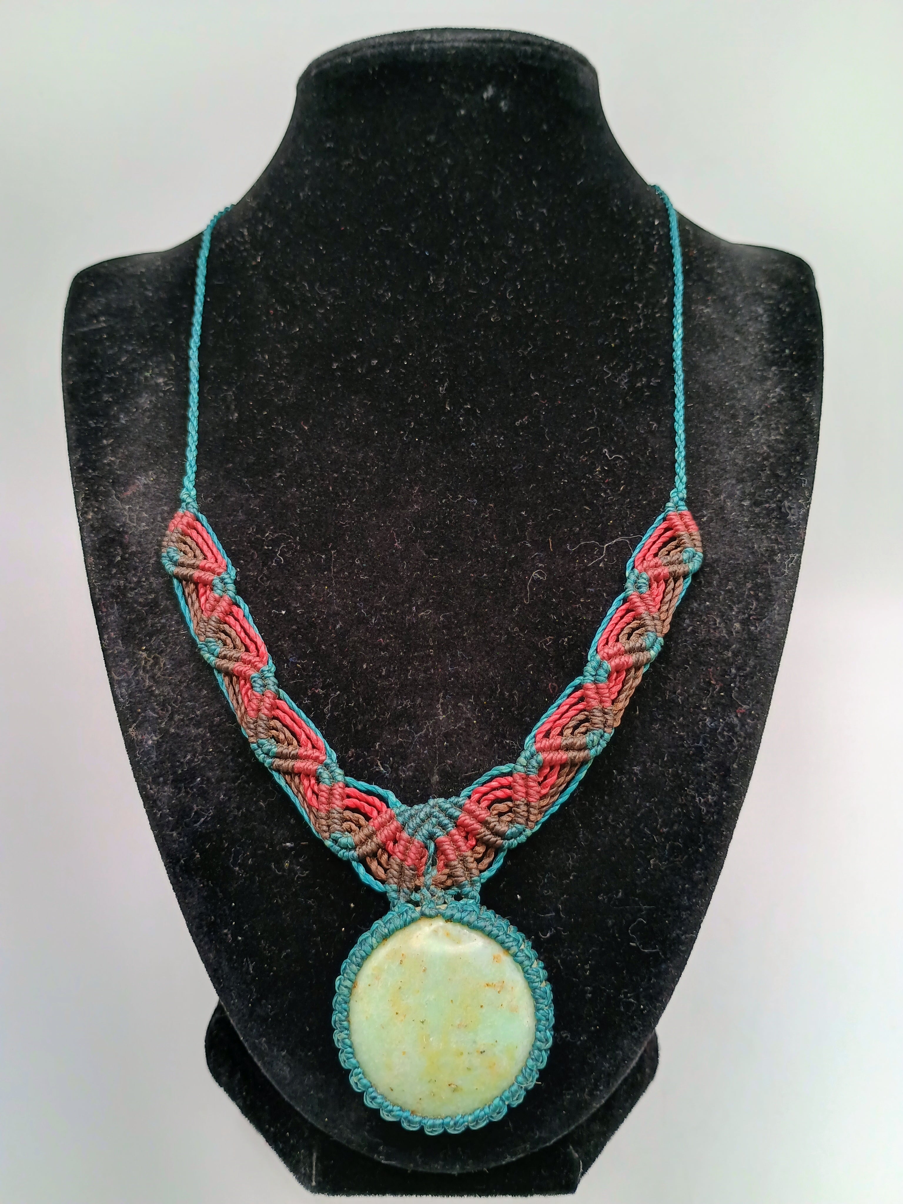 Handmade Macrame Necklace with Natural Turquoise Stone