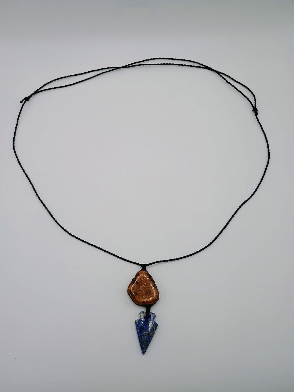 Handmade Macrame Necklace with Ayahuasca Flower and Natural Sodalite