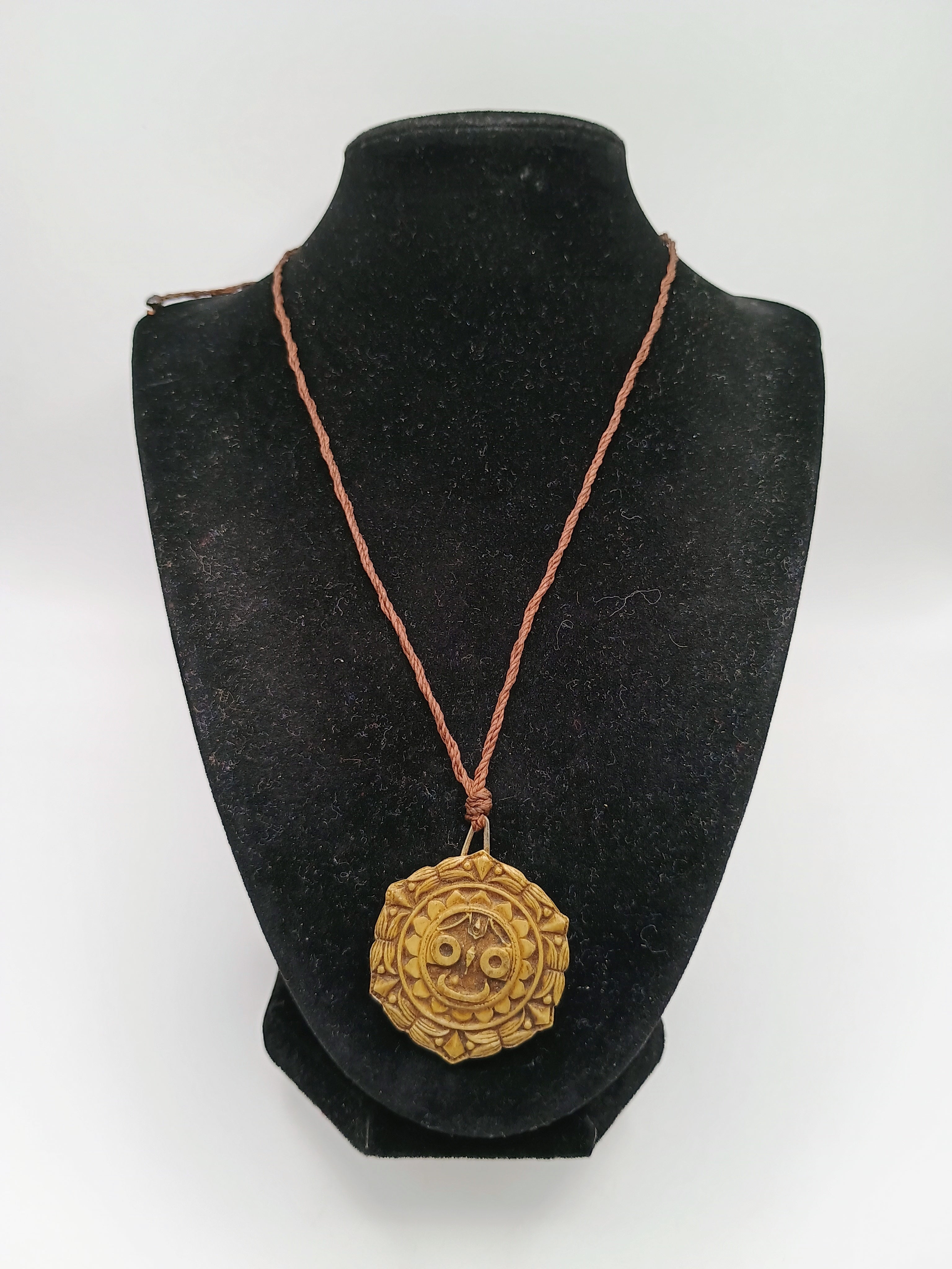 Handmade Inca Sun Macrame Necklace, Cultural and Artisanal
