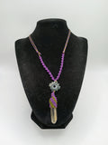 Handmade Macrame Necklace, Andean Inca Chakana, Quartz Crystal