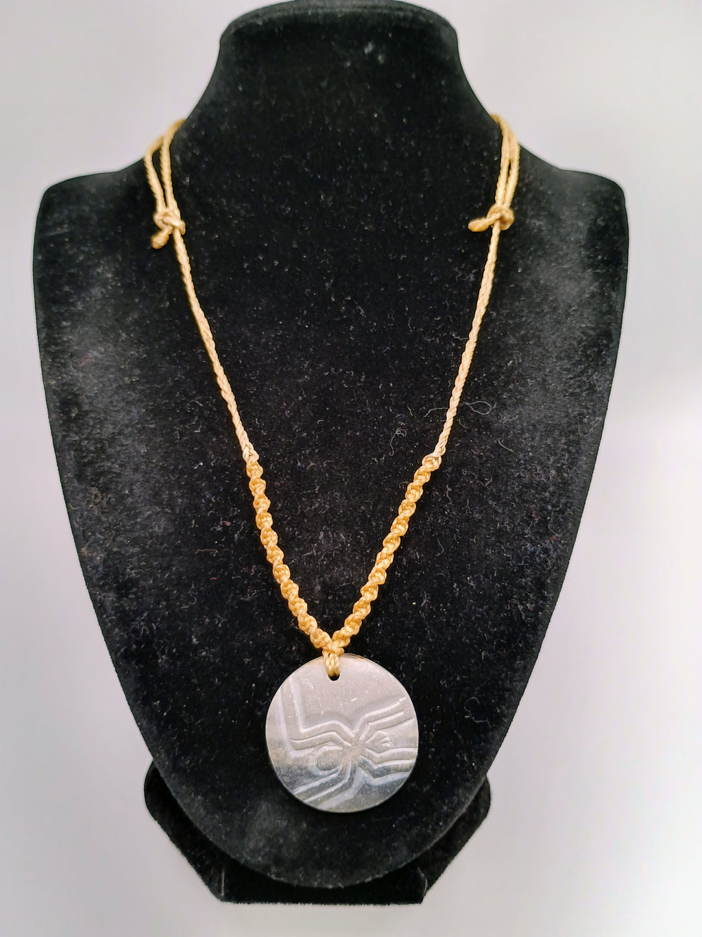 Nazca Lines Spider Necklace Handmade Macrame Pendant Natural Stone
