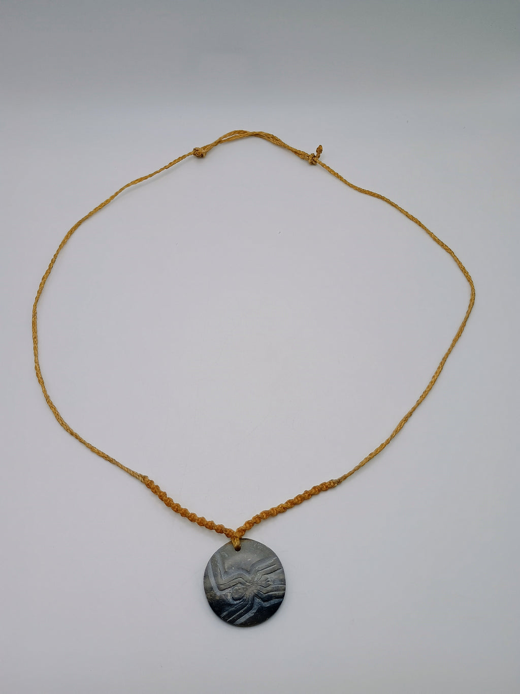 Nazca Lines Spider Necklace Handmade Macrame Pendant Natural Stone