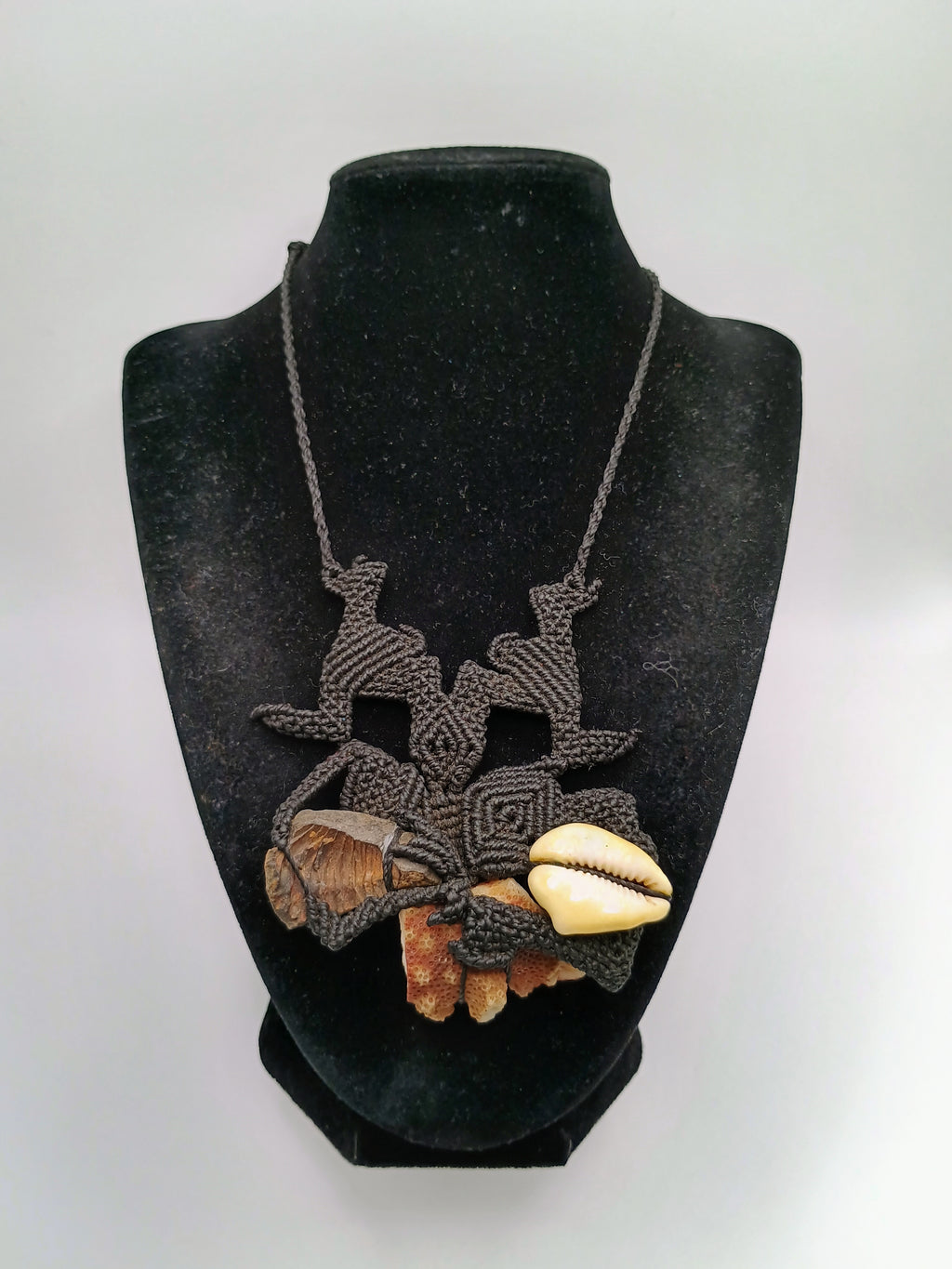 Handmade Macrame Necklace with Natural Mother-of-Pearl Shell