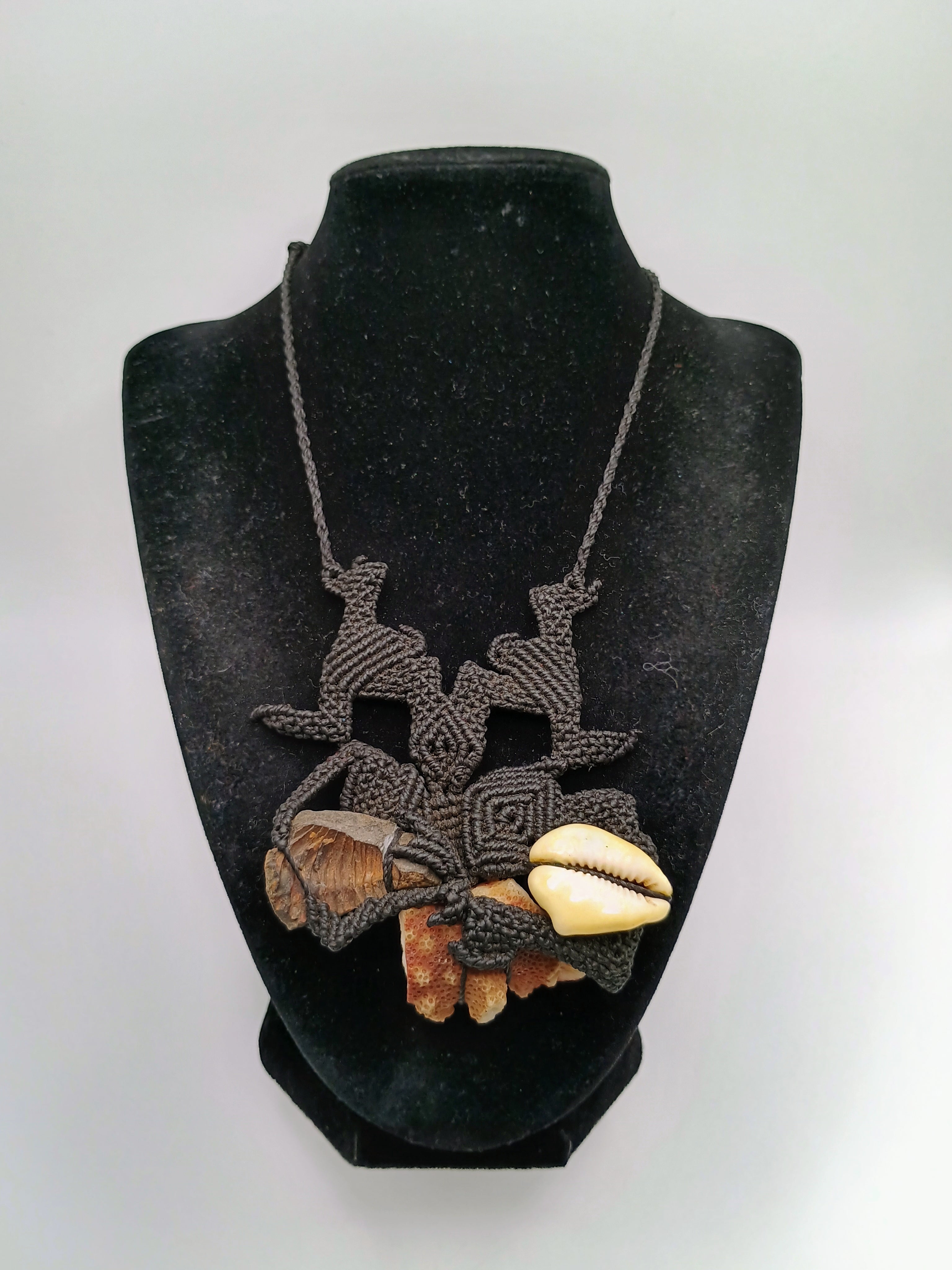 Handmade Macrame Necklace with Natural Mother-of-Pearl Shell