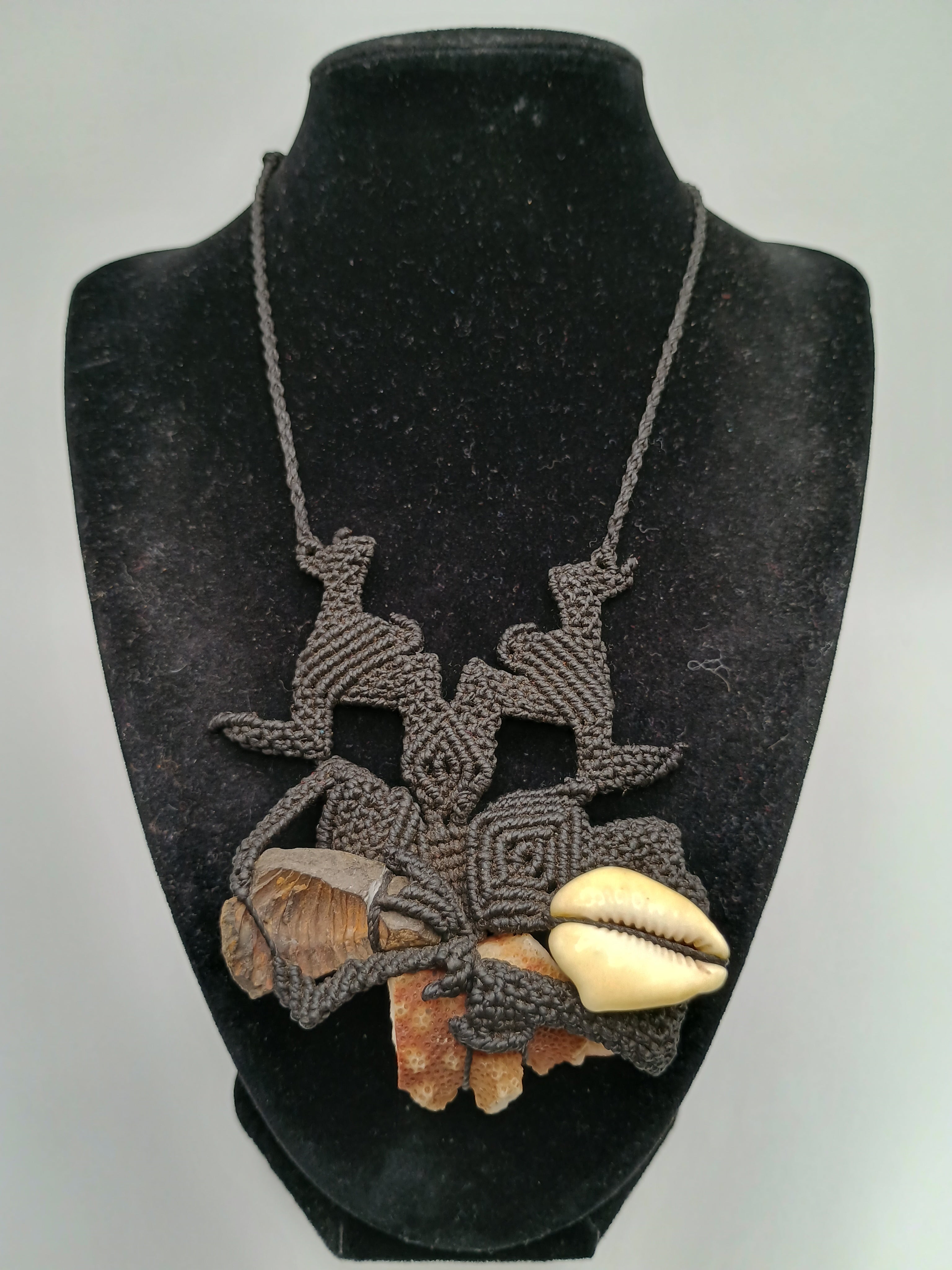 Handmade Macrame Necklace with Natural Mother-of-Pearl Shell