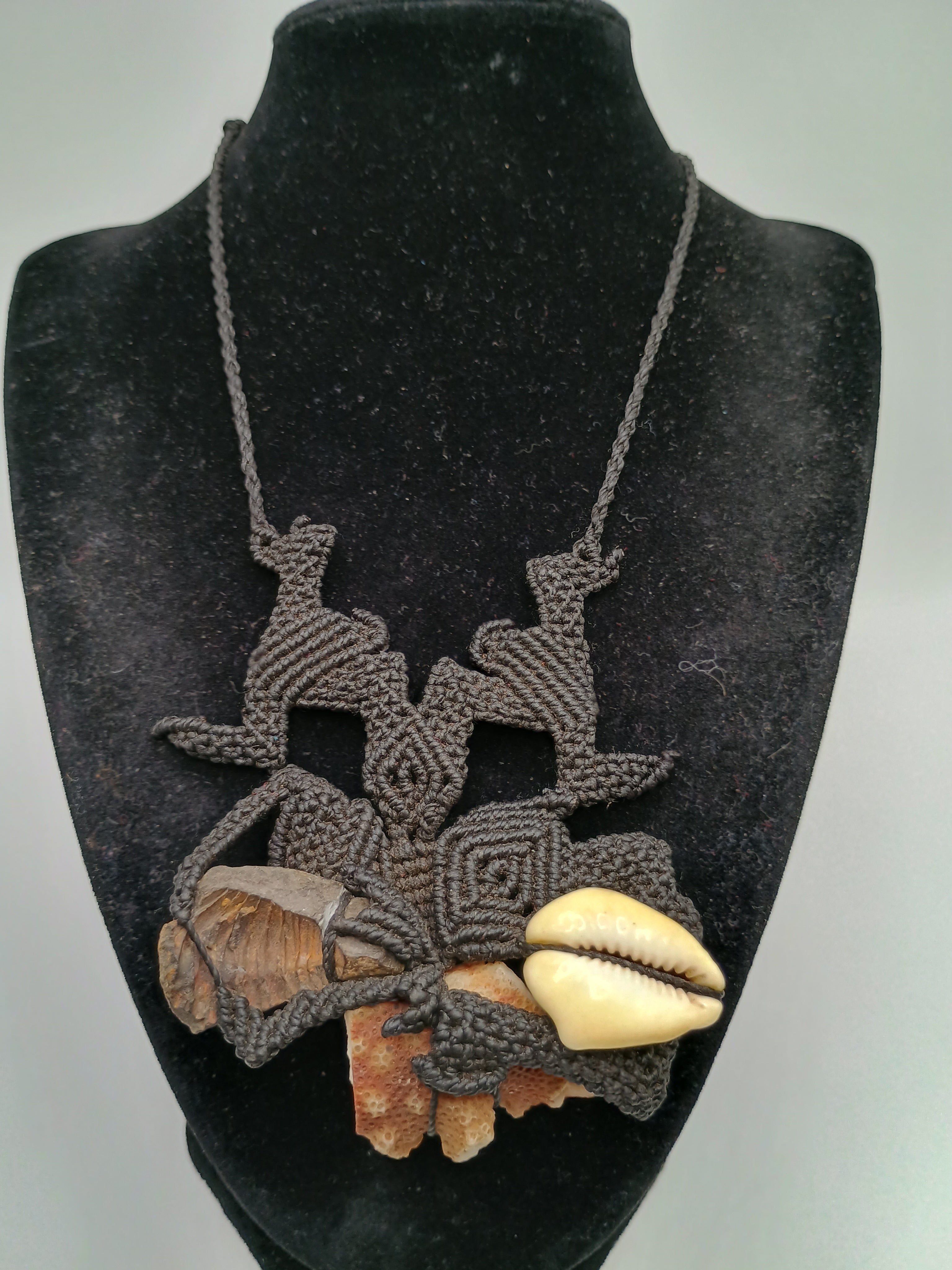 Handmade Macrame Necklace with Natural Mother-of-Pearl Shell