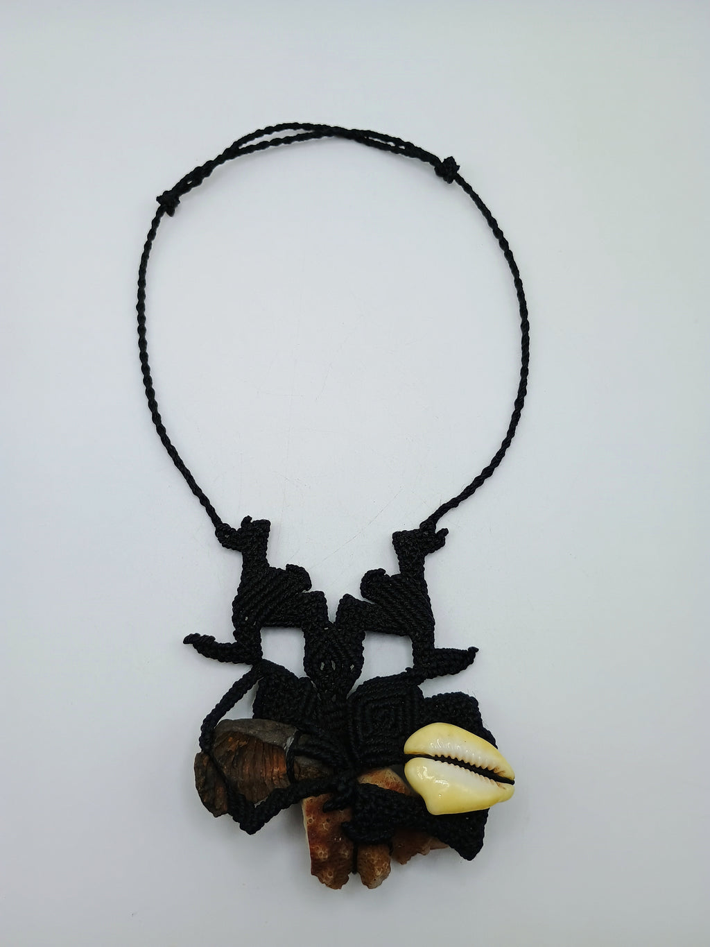 Handmade Macrame Necklace with Natural Mother-of-Pearl Shell