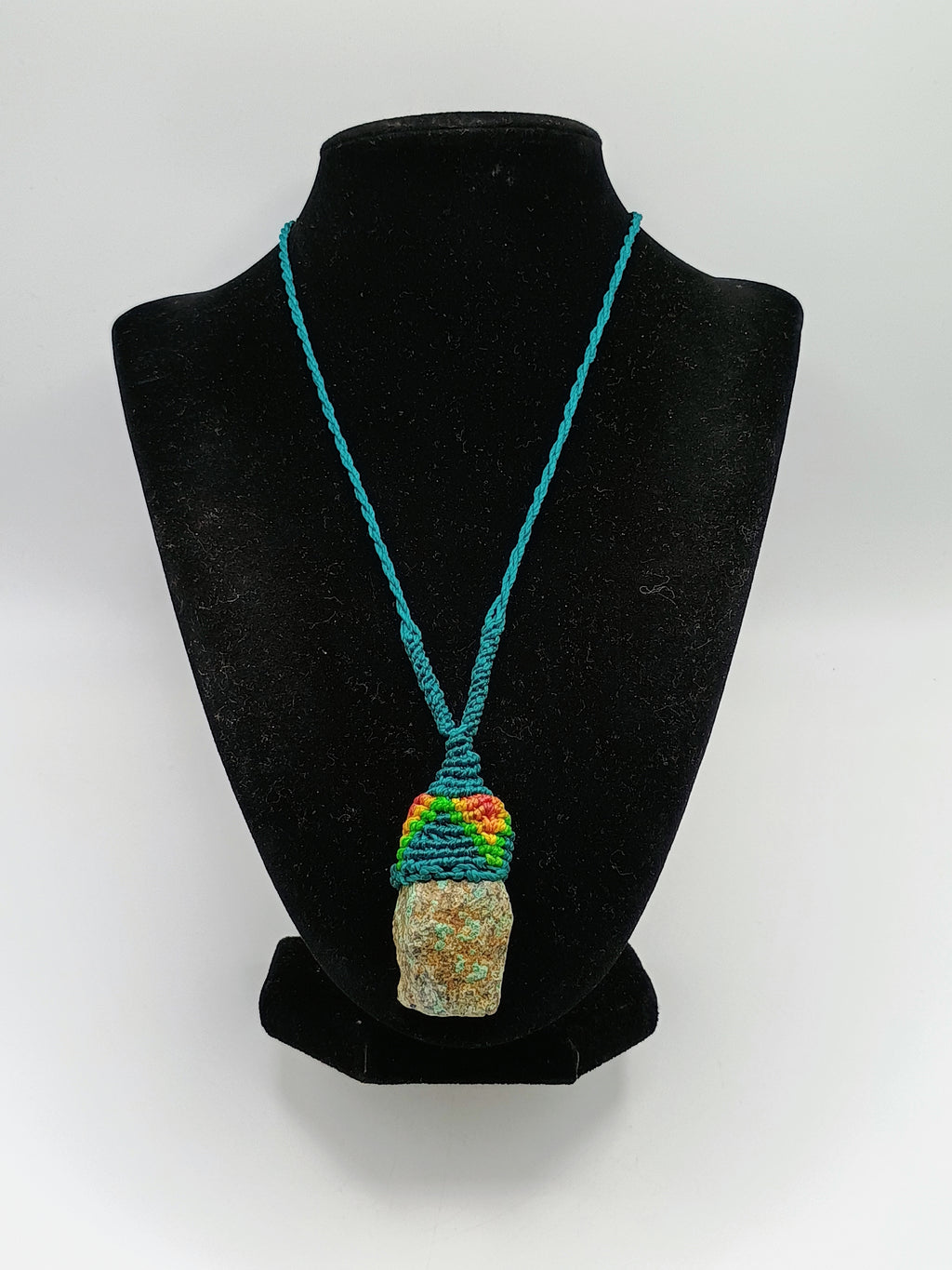 Handmade Macrame Necklace with Natural Turquoise Stone