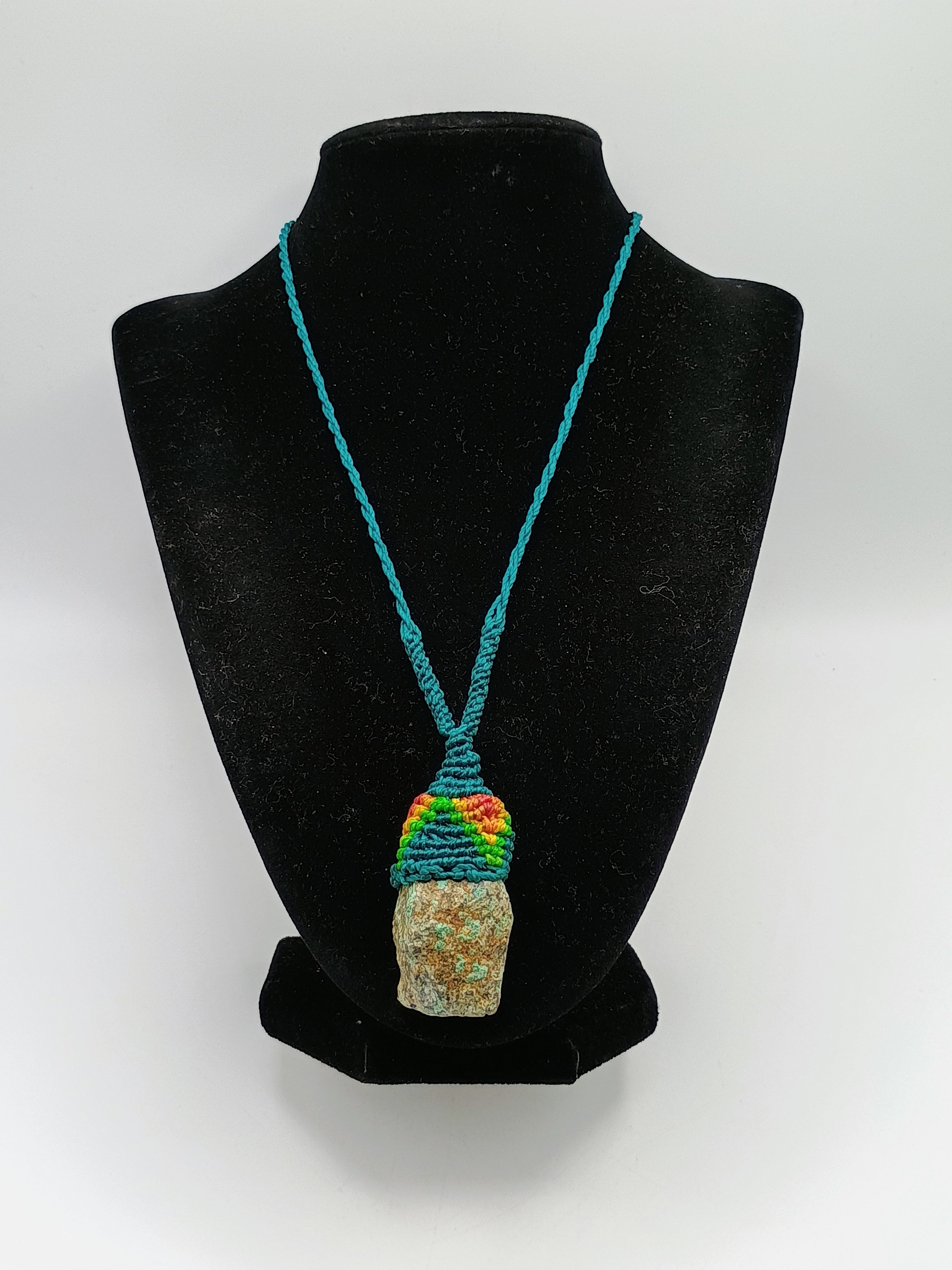 Handmade Macrame Necklace with Natural Turquoise Stone