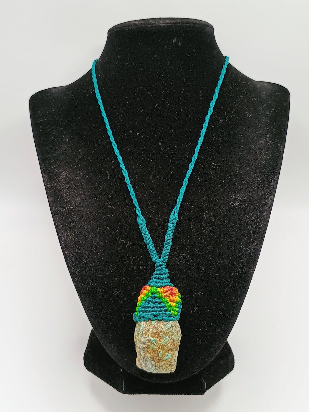 Handmade Macrame Necklace with Natural Turquoise Stone