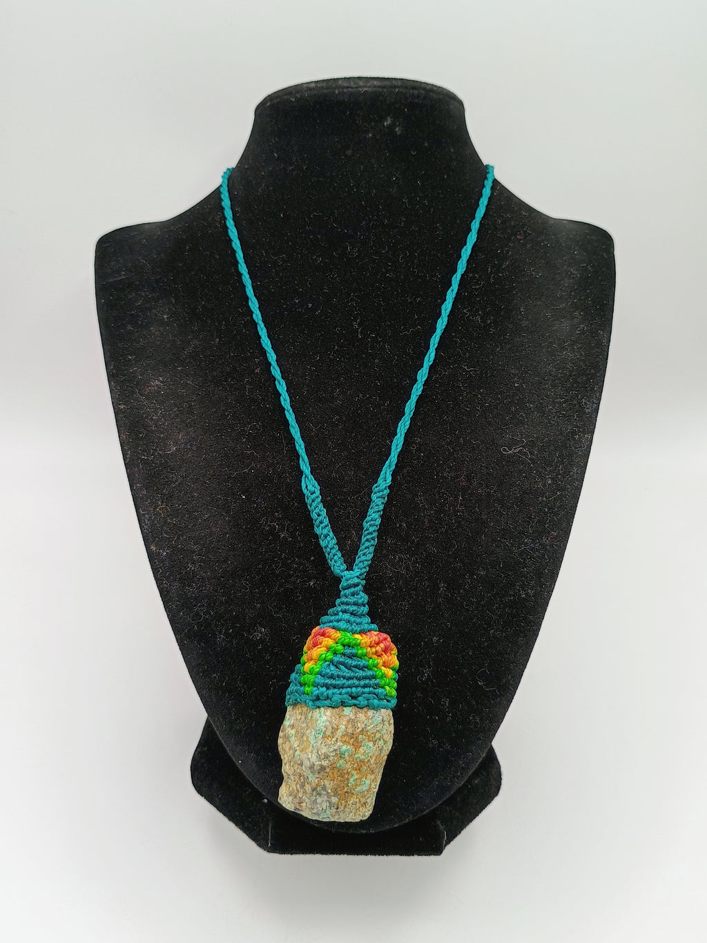 Handmade Macrame Necklace with Natural Turquoise Stone