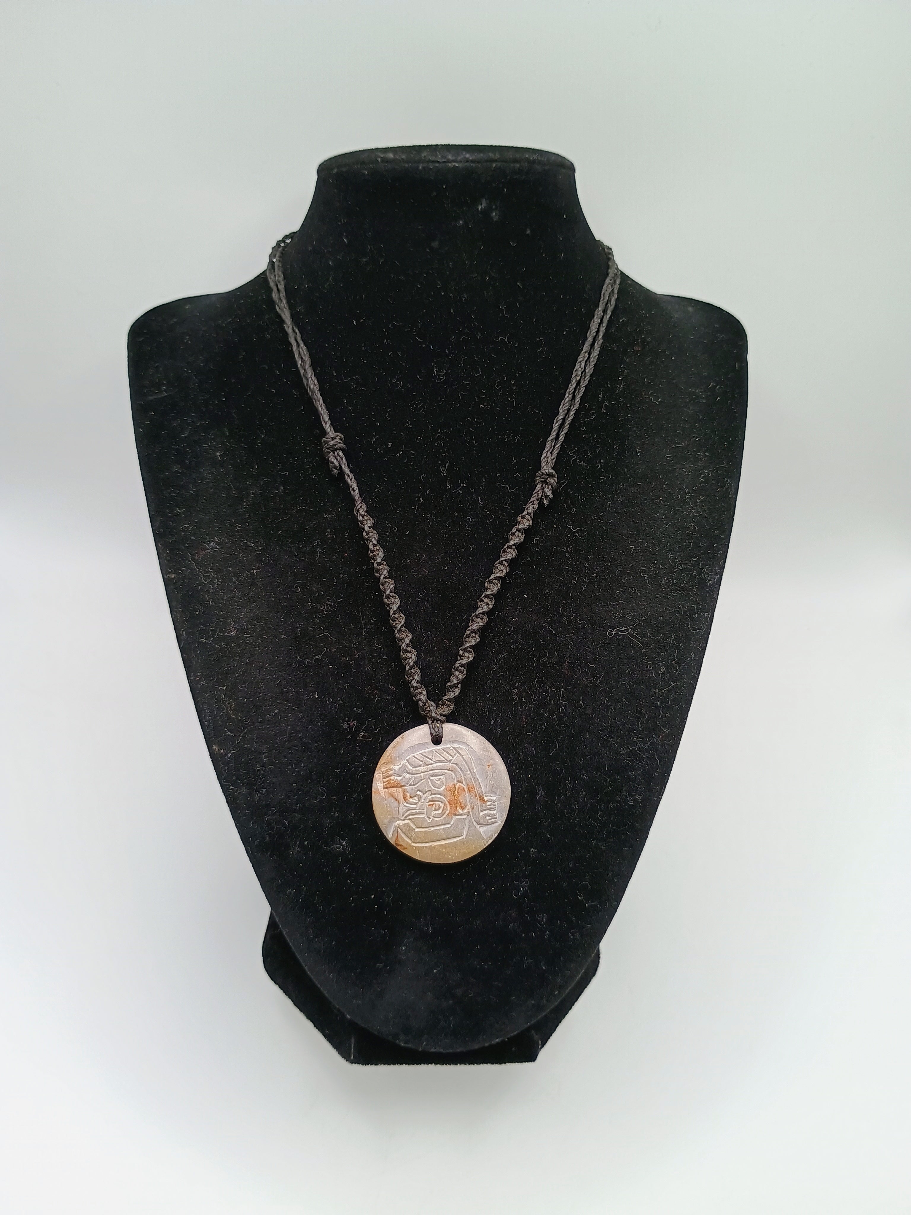 Macrame Necklace Hand Carved Stone Chavín Culture Tenon Head