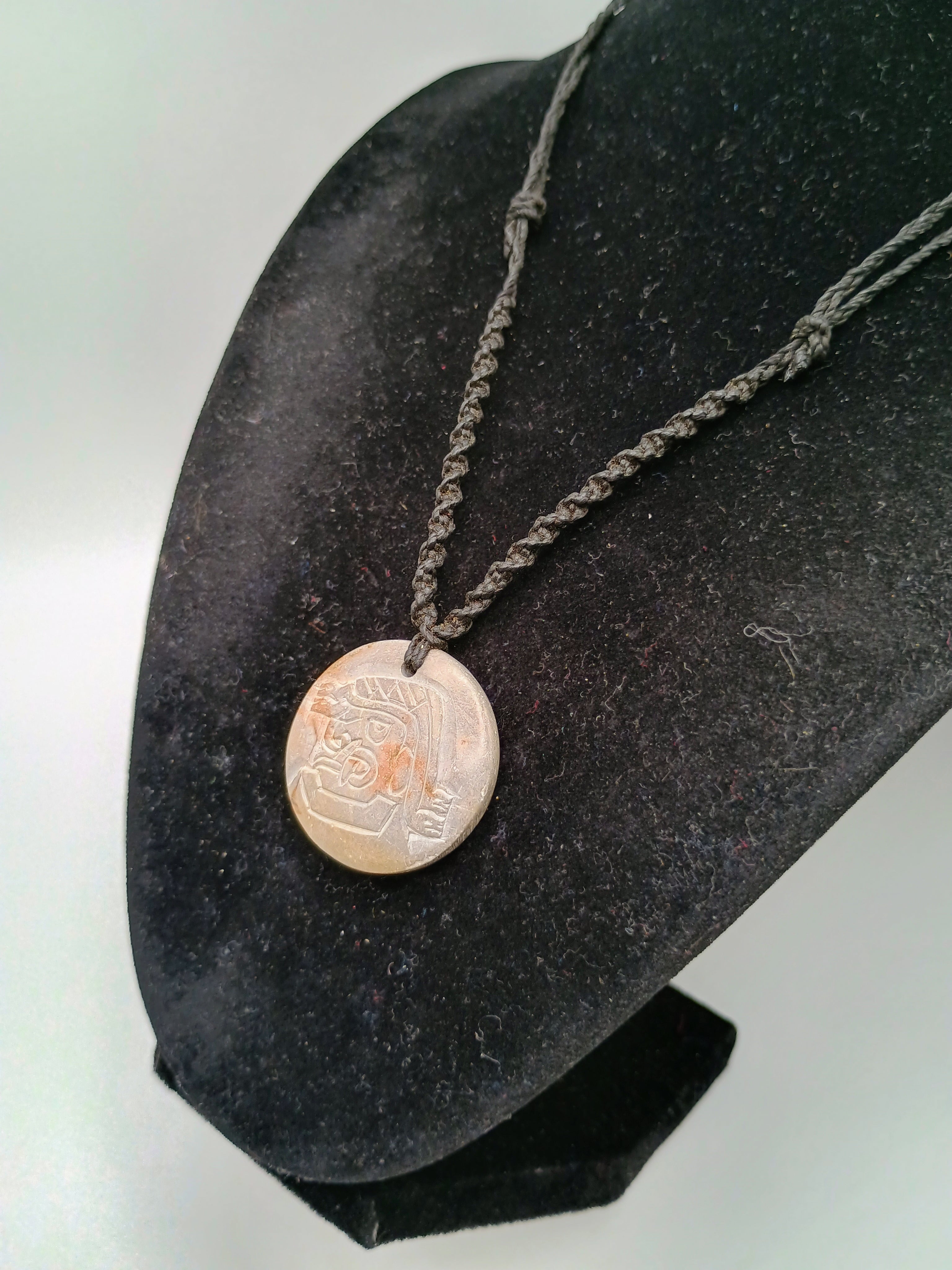 Macrame Necklace Hand Carved Stone Chavín Culture Tenon Head