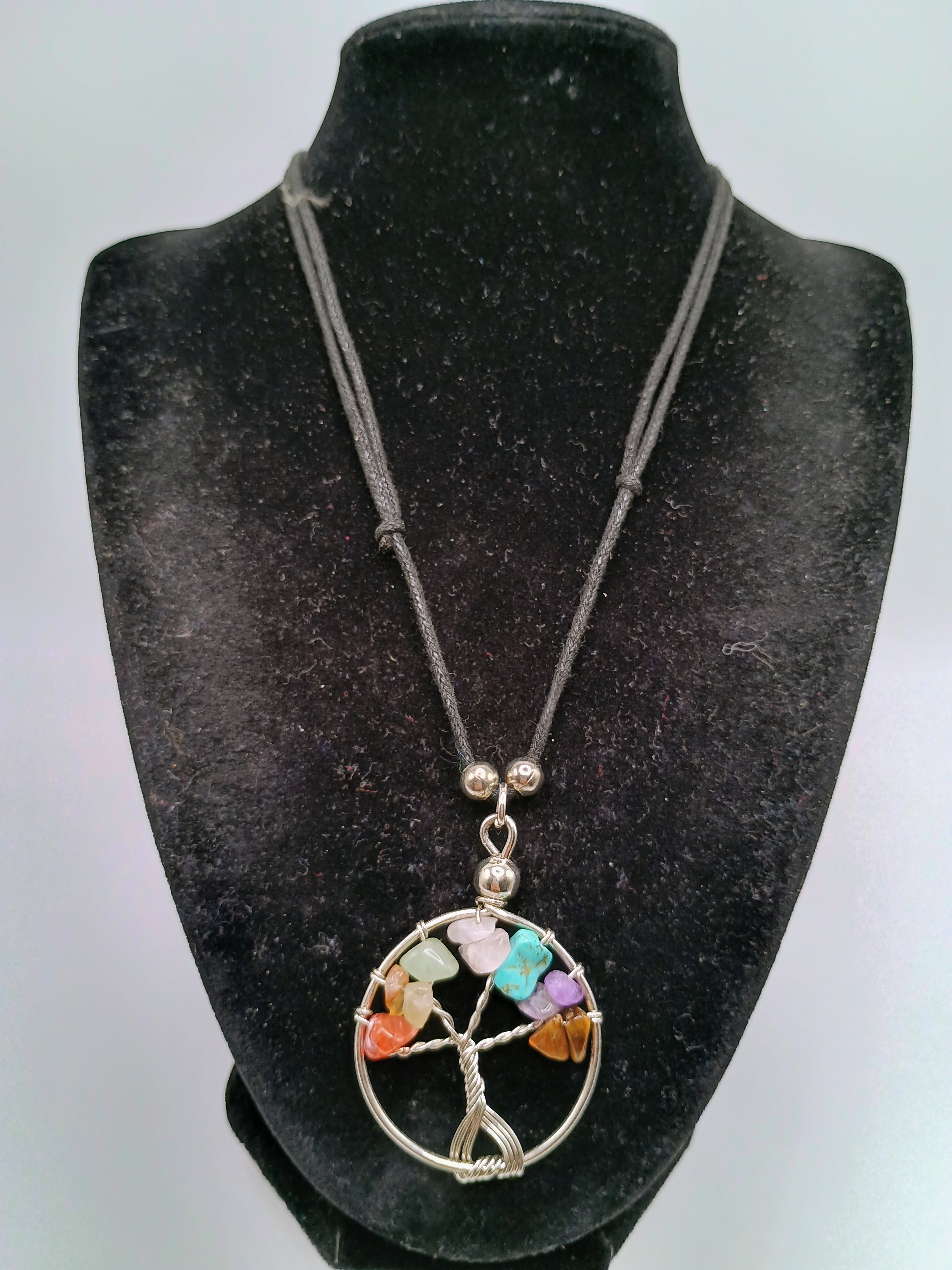 Macrame Necklace Tree of Life Spiritual Amulet Natural Stones