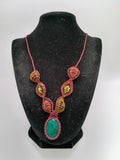 Handmade Macrame Necklace with Natural Turquoise and Chrysocolla Stone