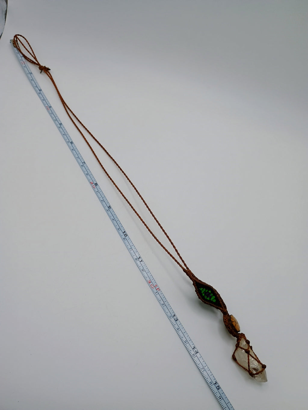Handmade Macrame Necklace with Clear Quartz Crystal