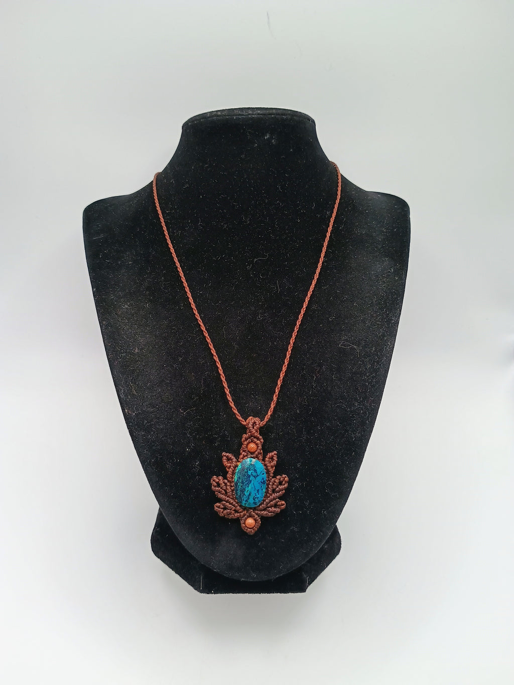 Unisex Necklace Woven in Macramé Thread Natural Stone Andean Crafts