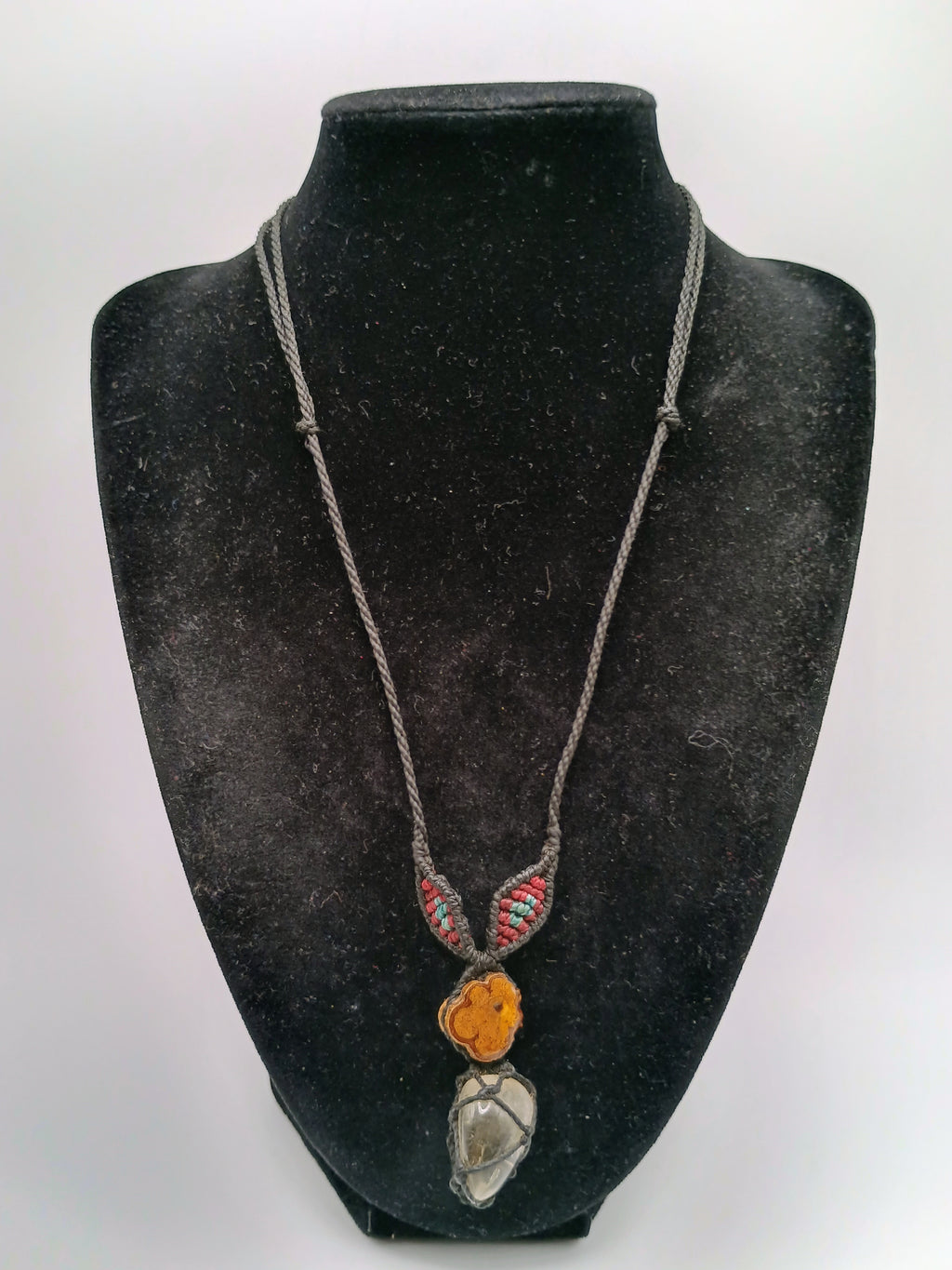 Natural Citrine Macramé Thread Woven Amulet Necklace