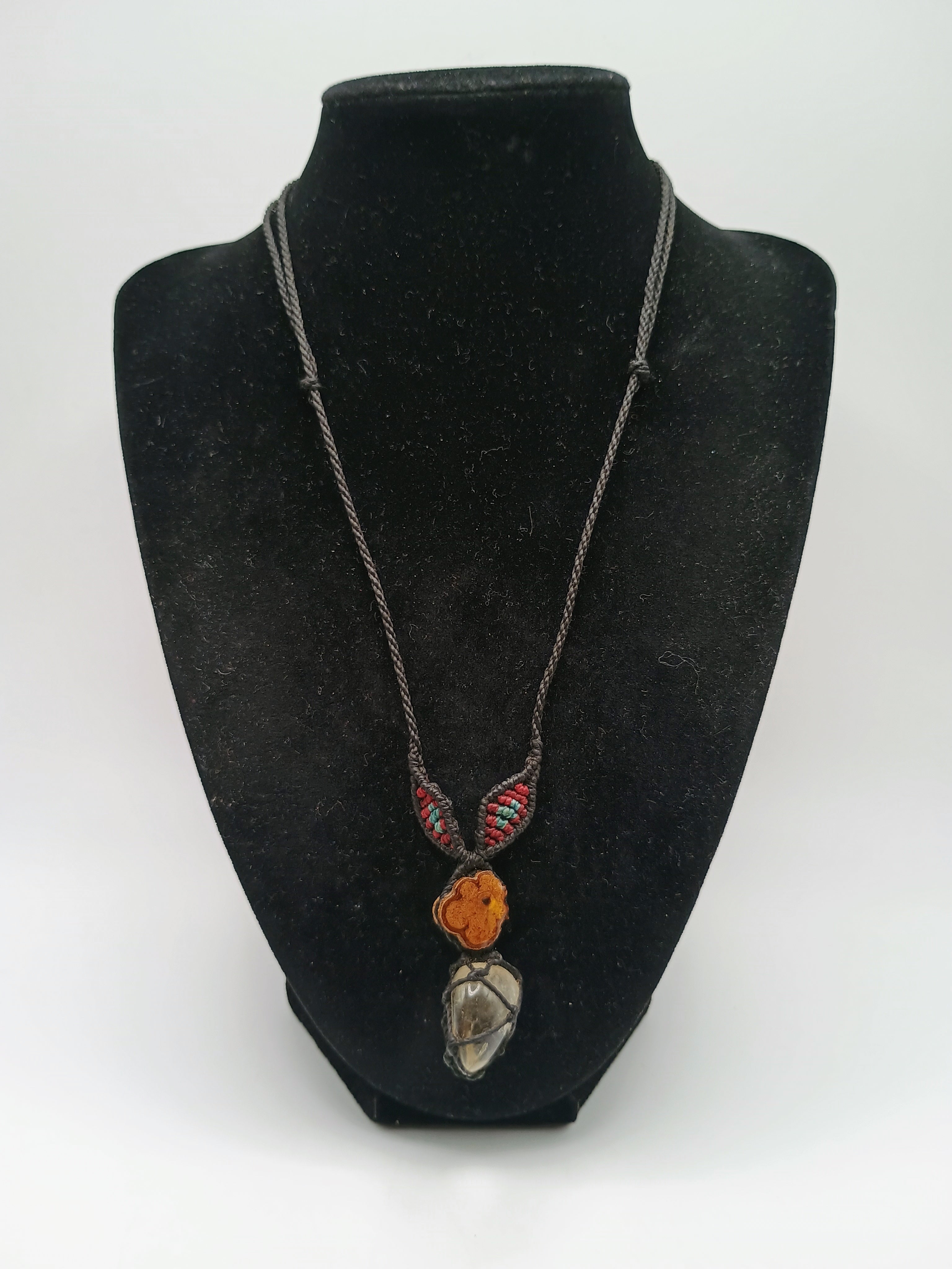Natural Citrine Macramé Thread Woven Amulet Necklace