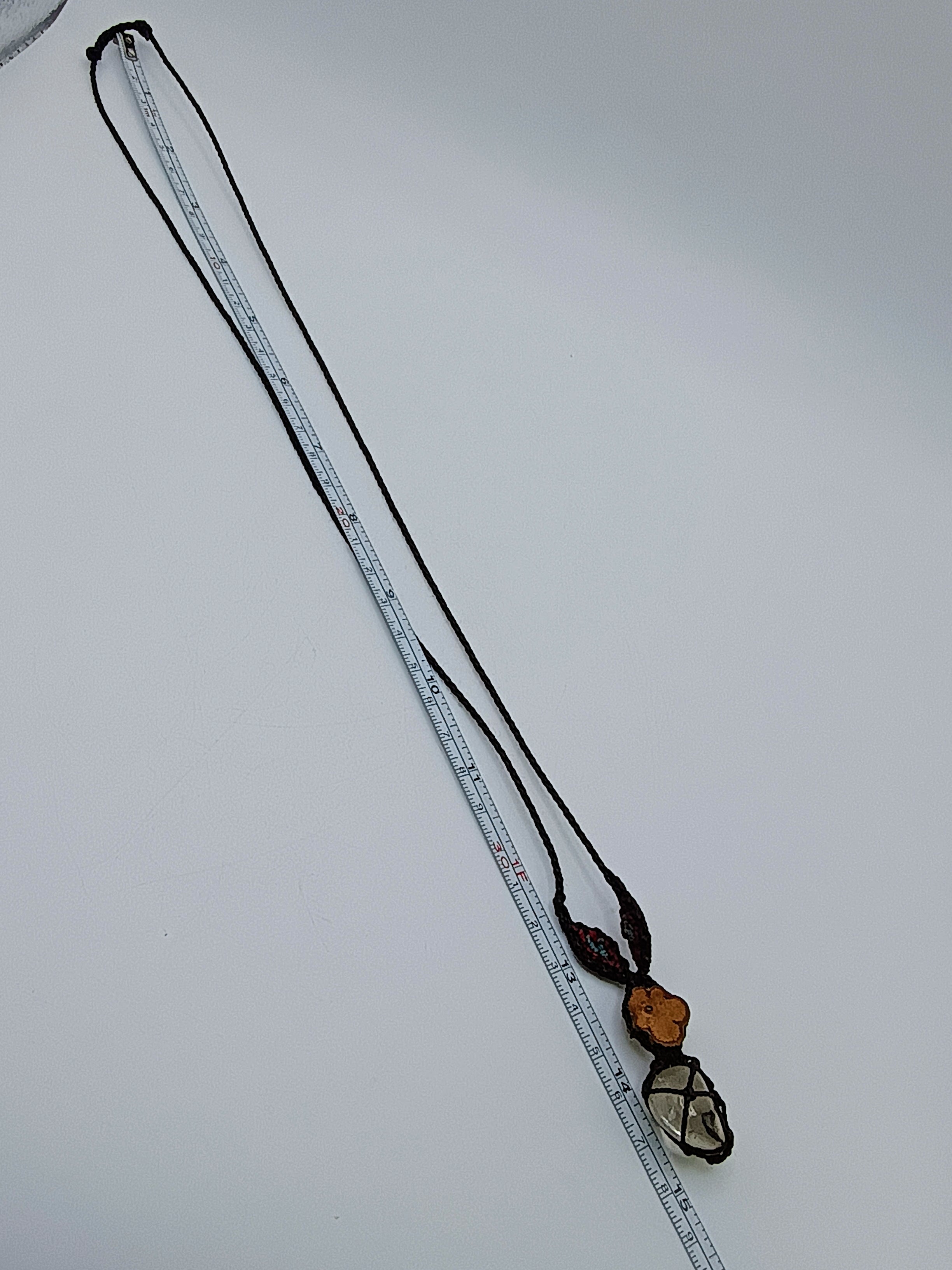 Natural Citrine Macramé Thread Woven Amulet Necklace